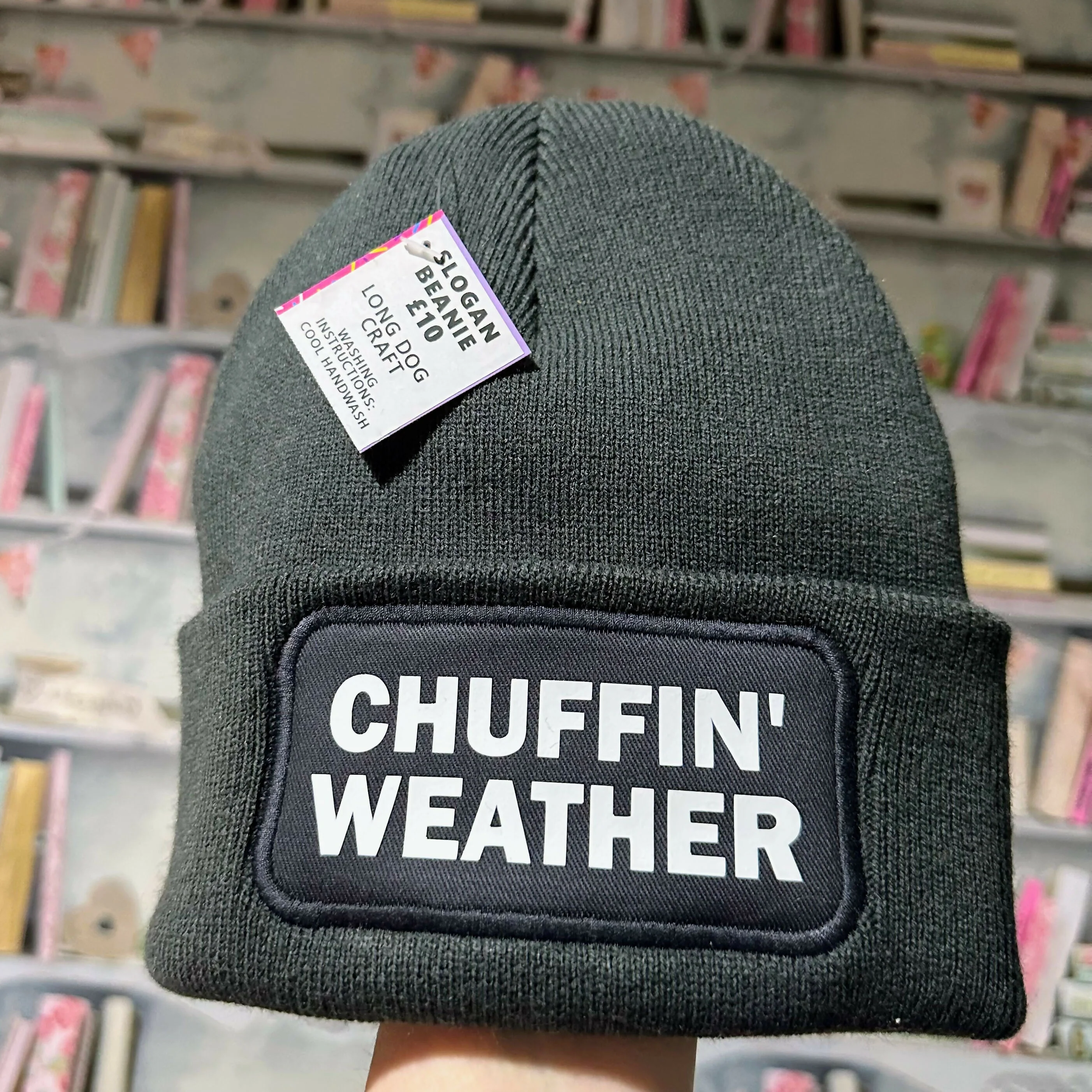 Chuffin Weather Cuffed Rectangular Patch Beanie Hat - Image 7