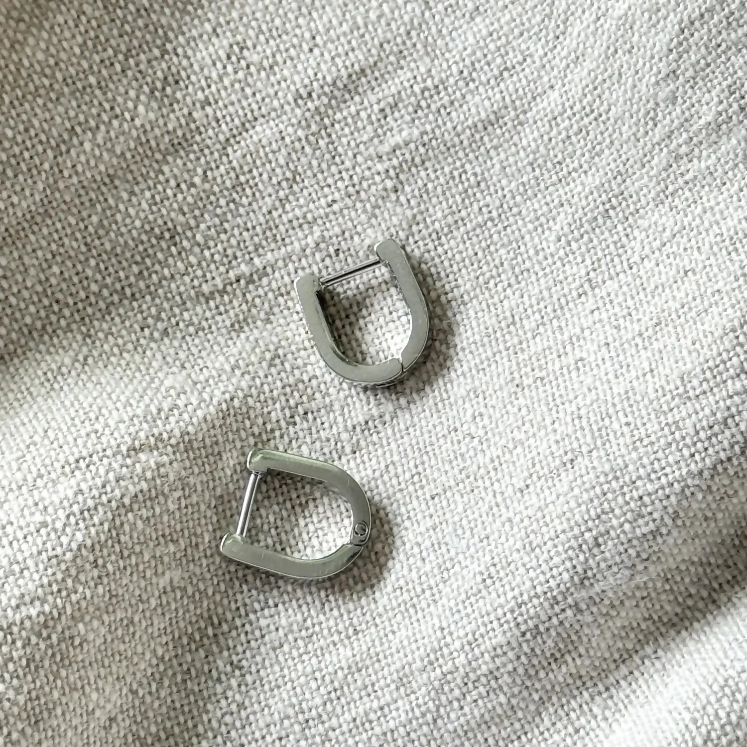 Chunky Rhodium Silver Huggie Earrings