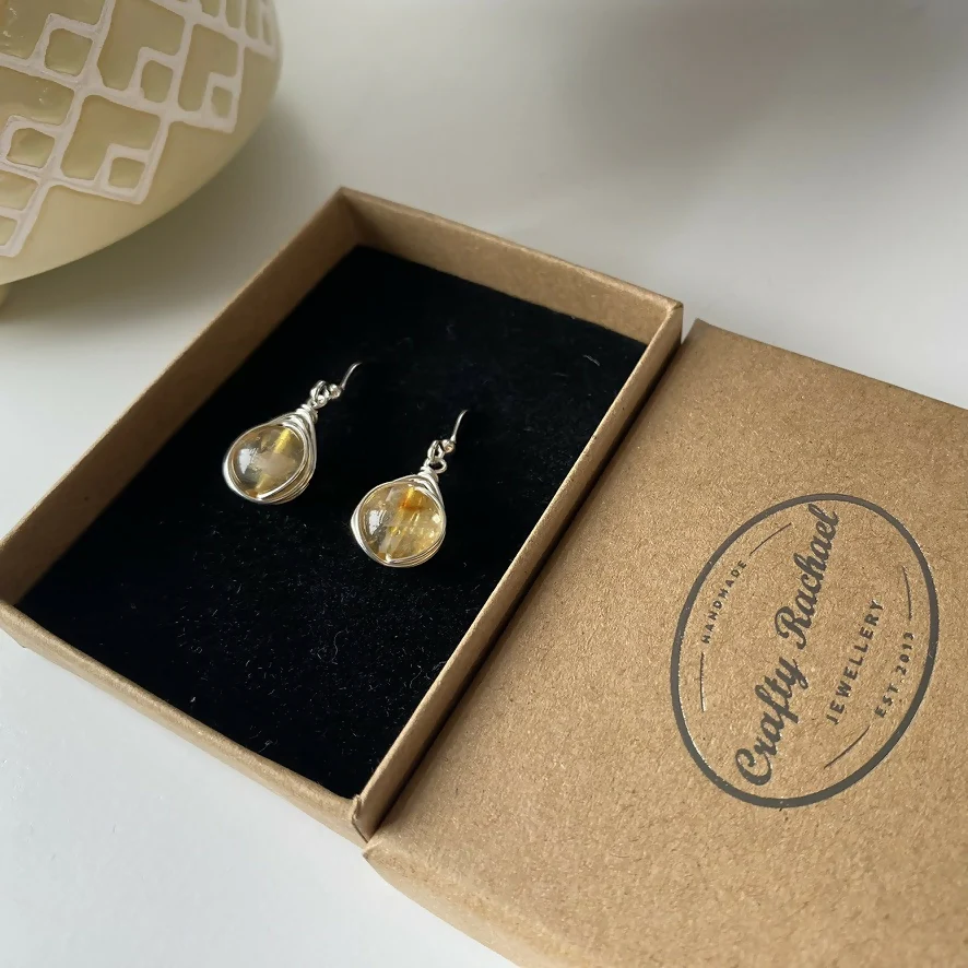 Citrine Drop Earrings, Sterling Silver - Image 3