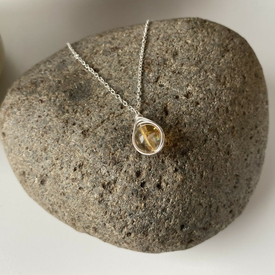 Citrine Drop Necklace, Sterling Silver - Image 3