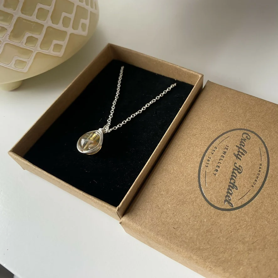 Citrine Drop Necklace, Sterling Silver - Image 4