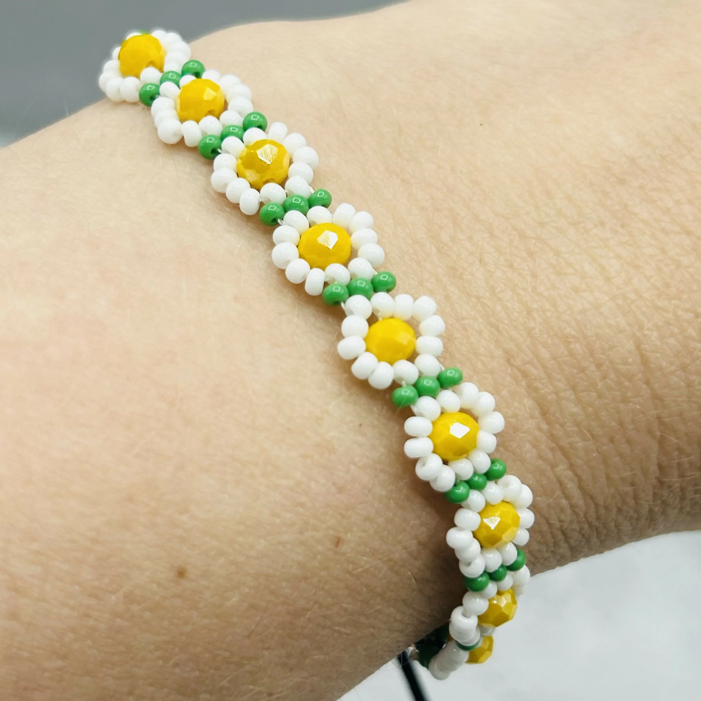 Citrus Daisy Beaded Bracelets – Handmade in Orange, Yellow & White Variants - Image 3