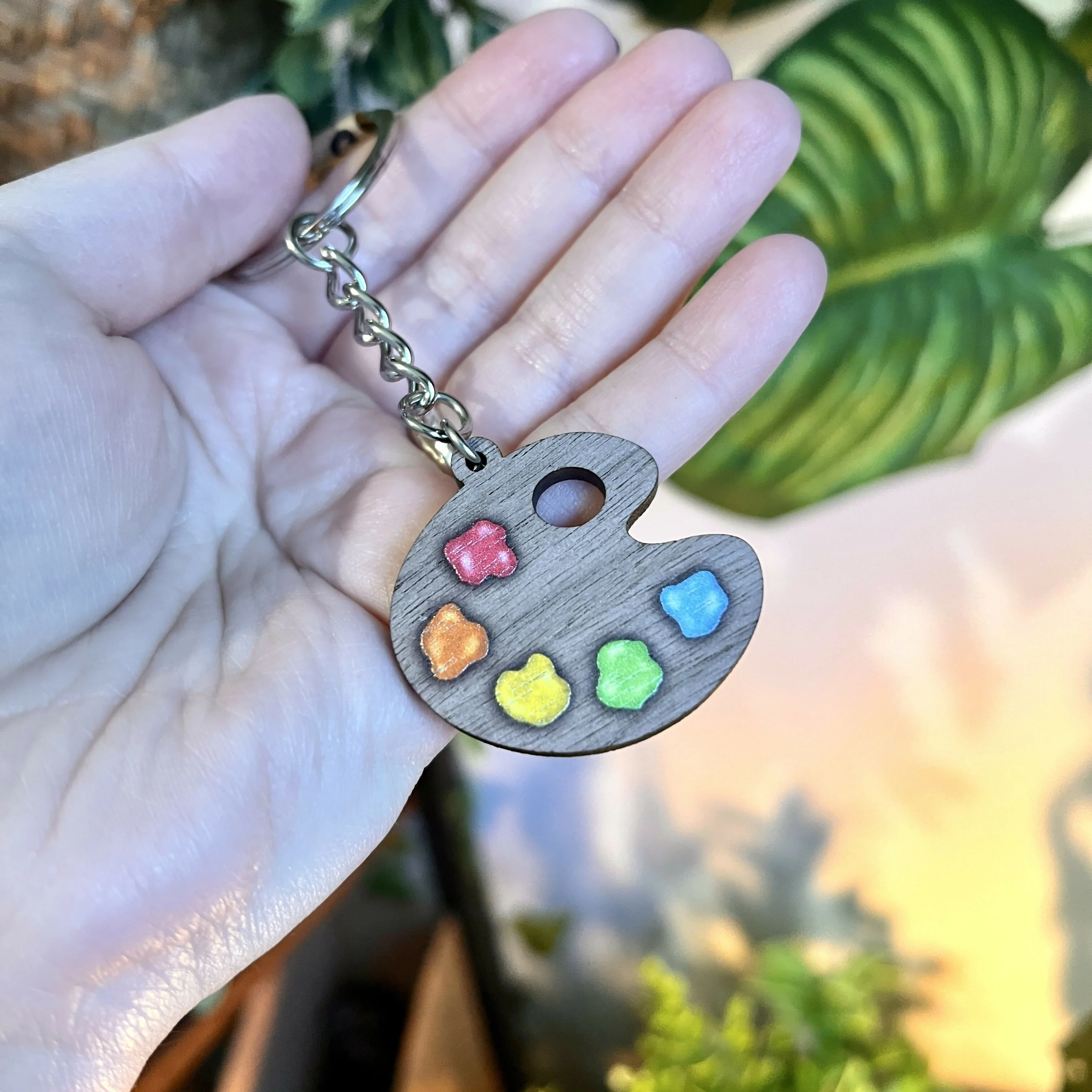 Classic Paint Palette Wooden Keyring - Image 7