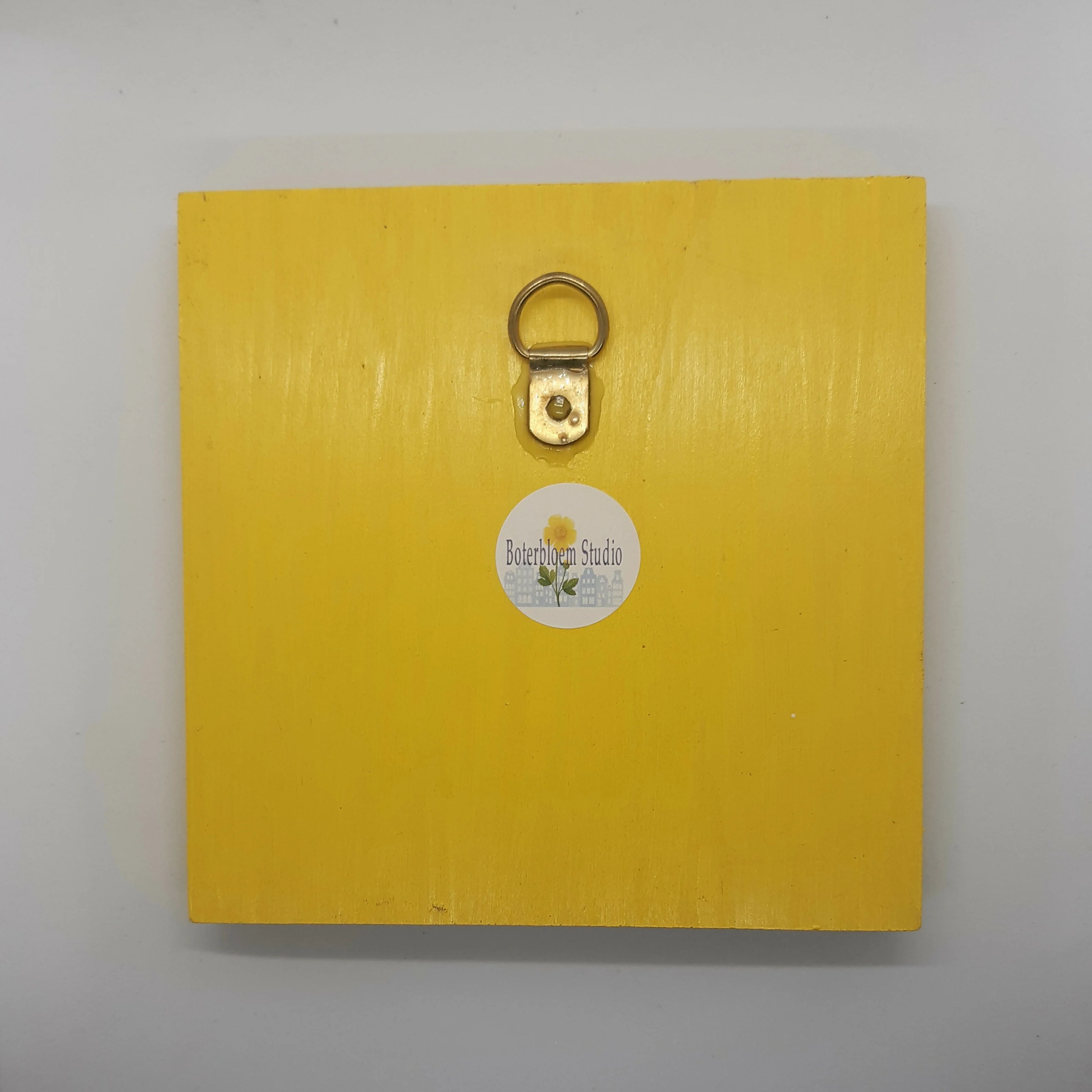 Clay Blue Painted Dutch Houses in Wooden Yellow Trinket Tray - Image 6