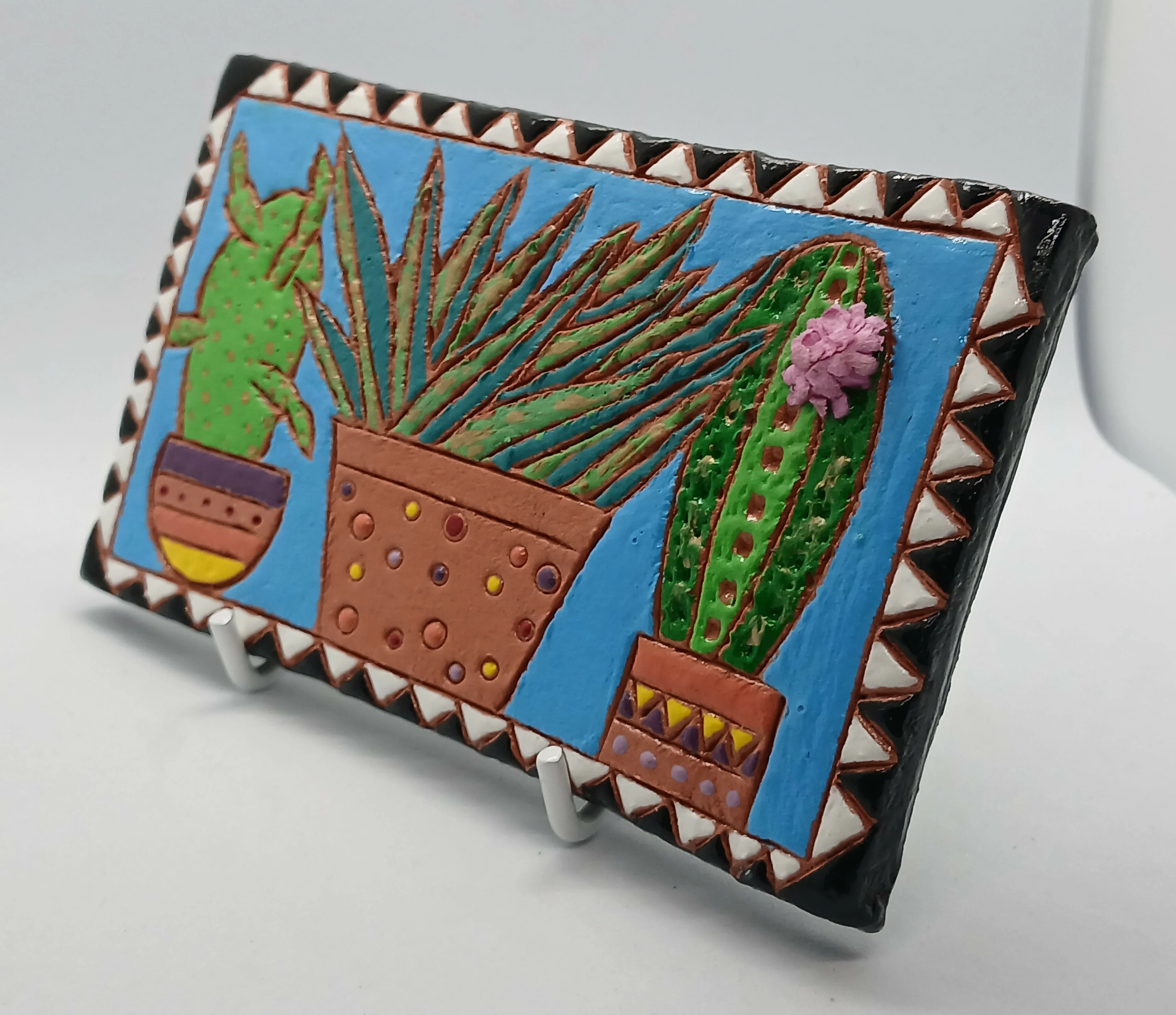 Clay Cactus and Plant Colourful Tile - Image 3