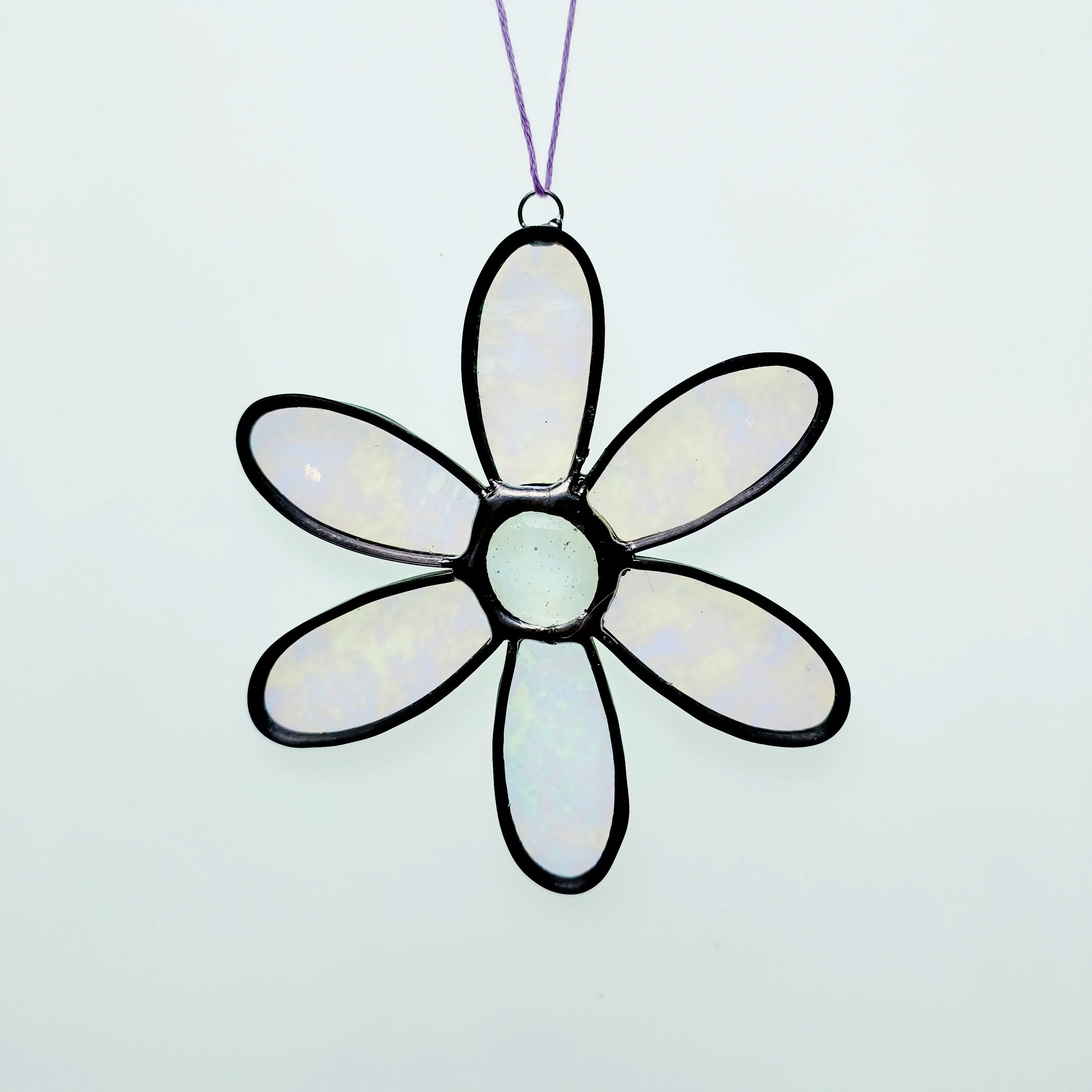 Clear Stained Glass Daisy Flower Suncatcher