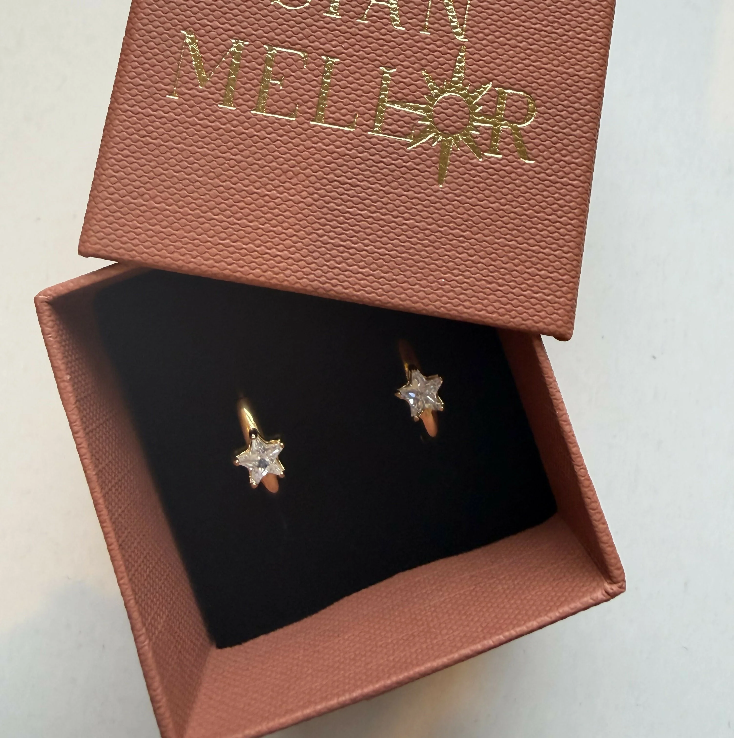 Clear Star Hoops - Gold