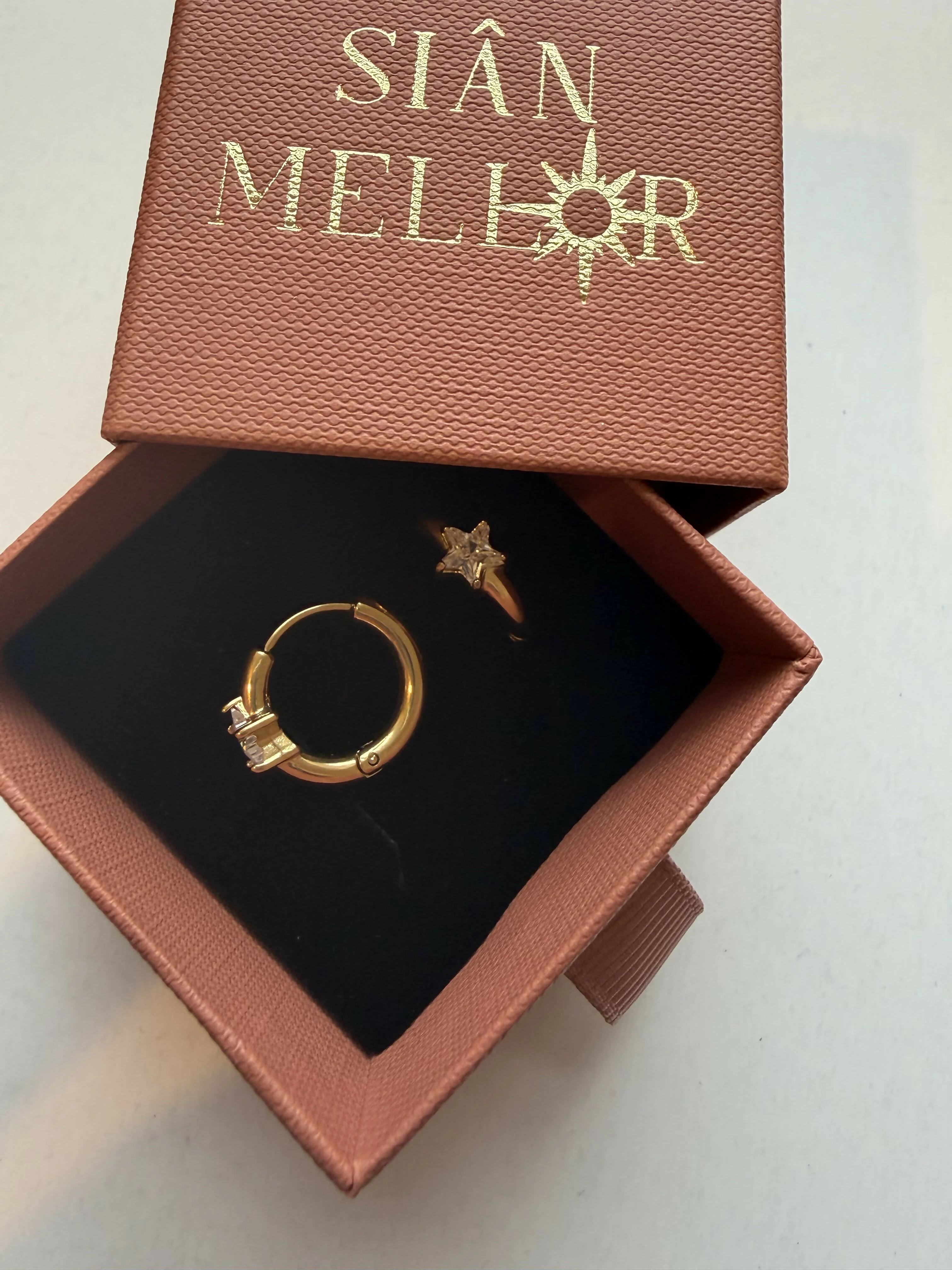 Clear Star Hoops - Gold - Image 2