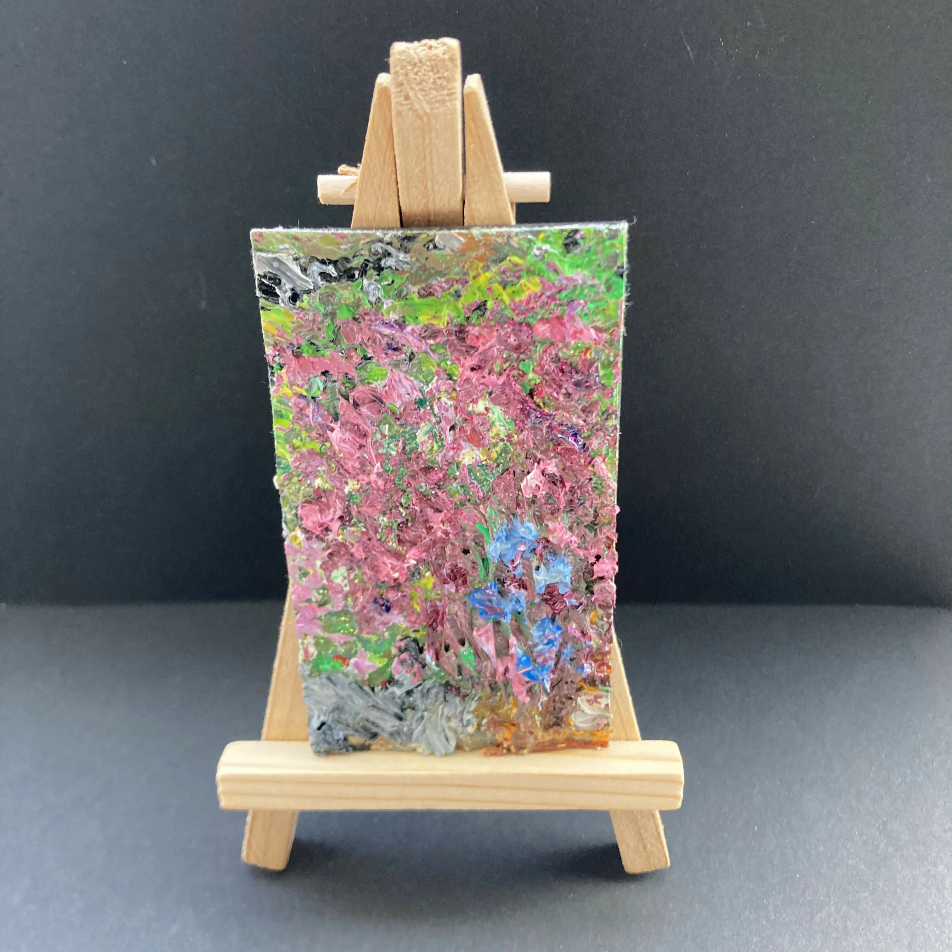 Close Up Heather & Bilberries Original Oil Painting Mini Canvas Fridge Magnet - Image 2