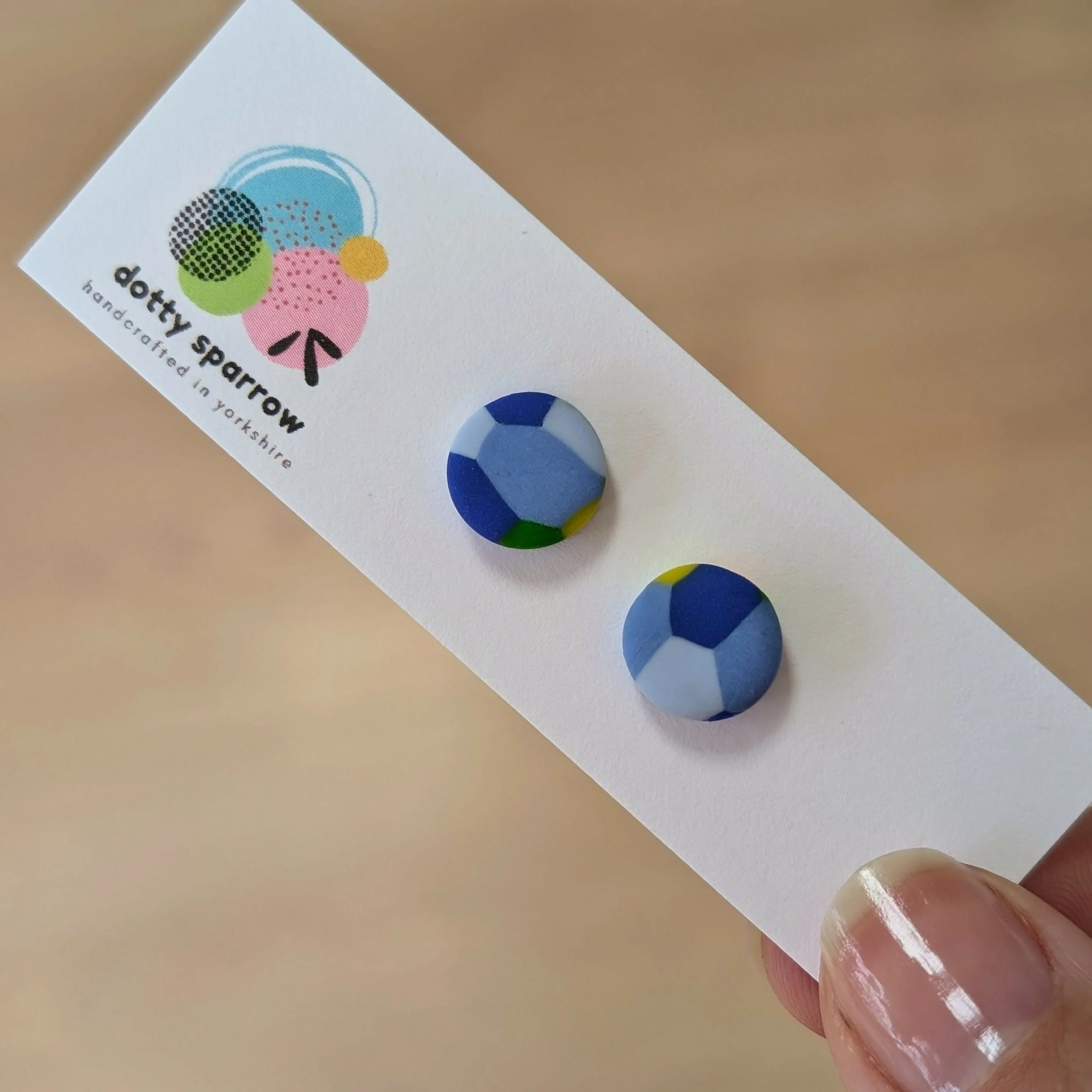 Colourful Mosaic Pattern Handmade Polymer Clay Stud Earrings - Image 7