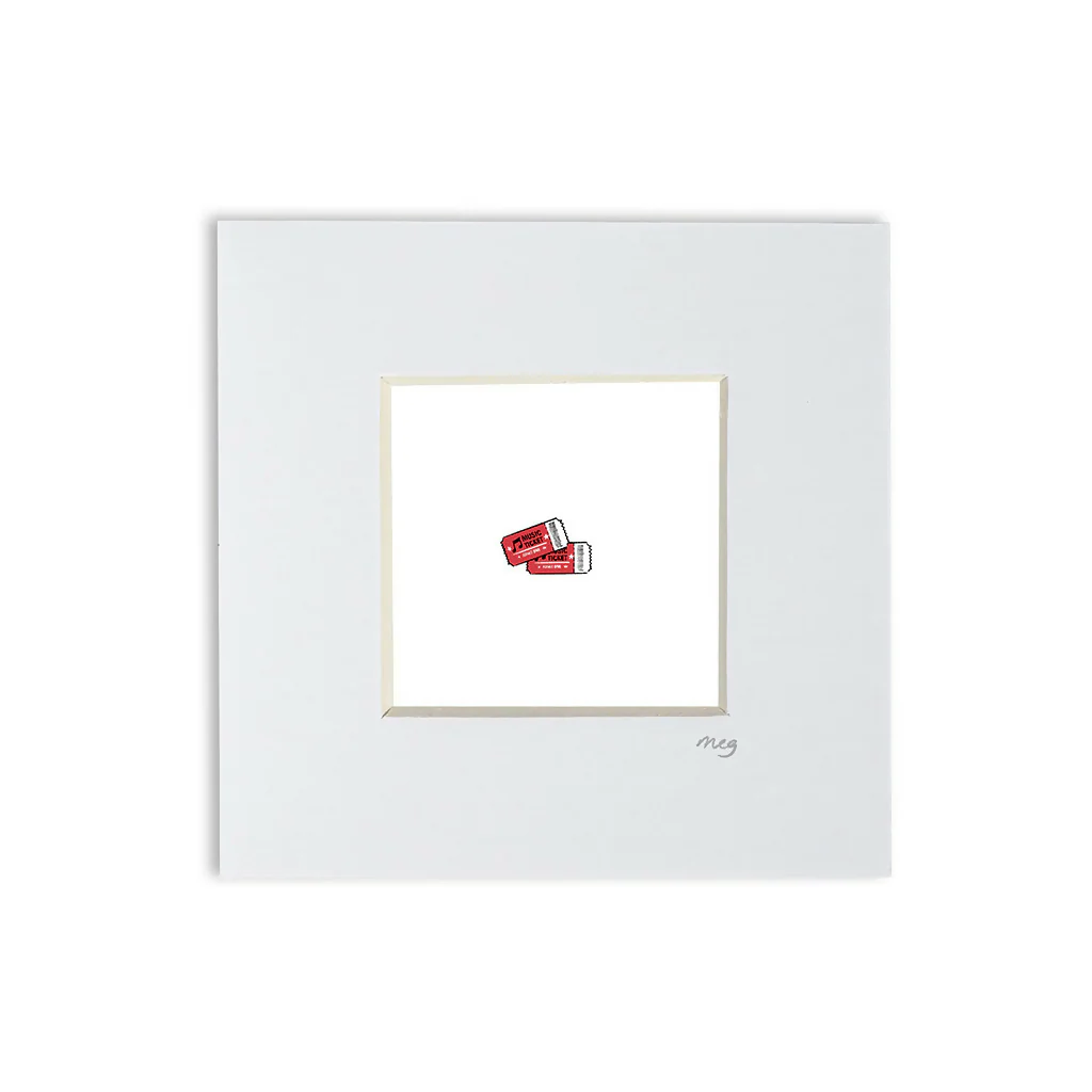 Concert Tickets 4x4" Mounted Mini Print