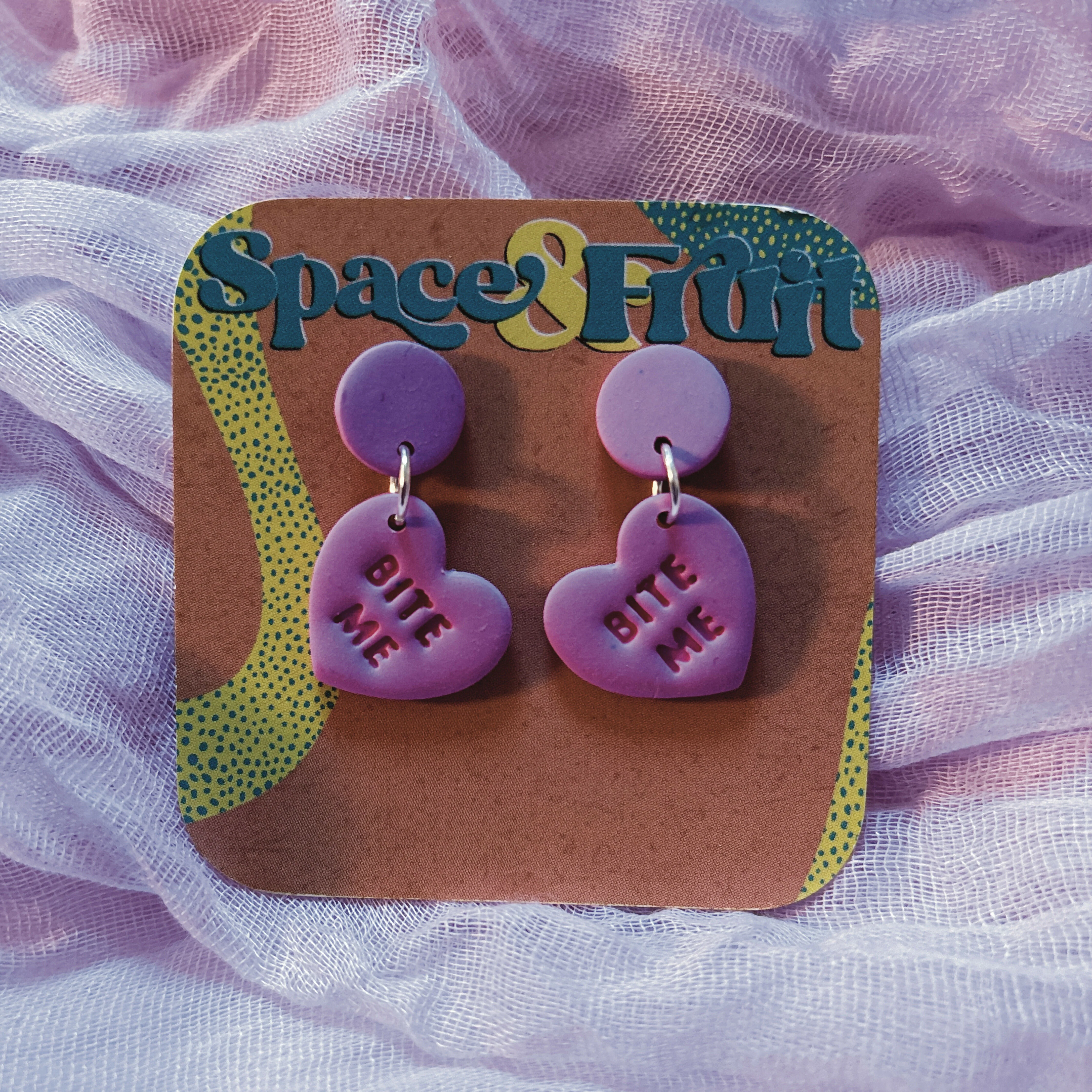 Conversation Heart Polymer Clay Earrings - Image 2