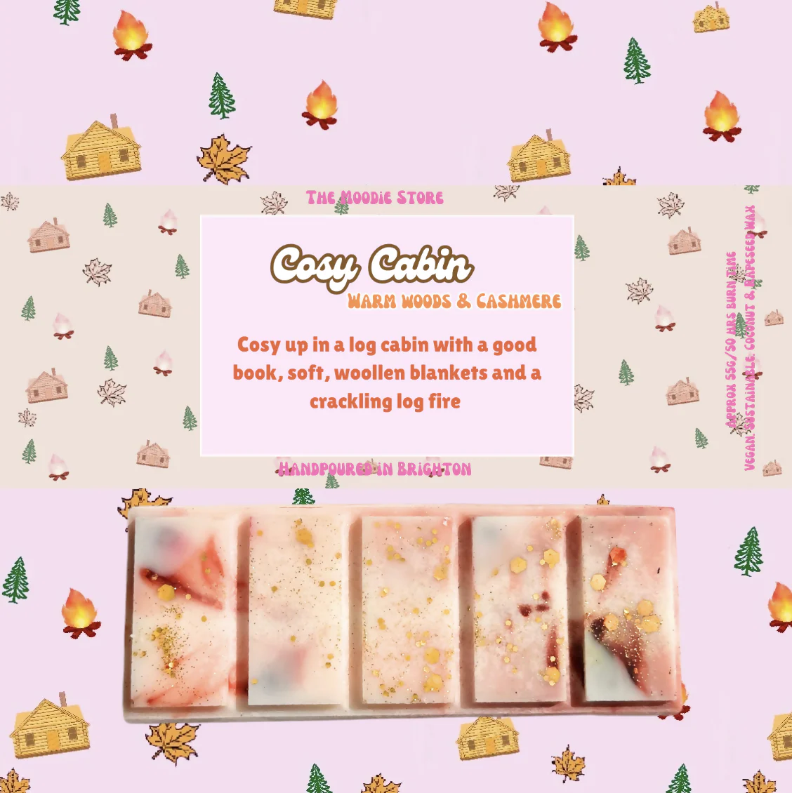 Cosy Cabin - Warm Woods & Cashmere Fragranced Vegan Wax Melt Snap Bar
