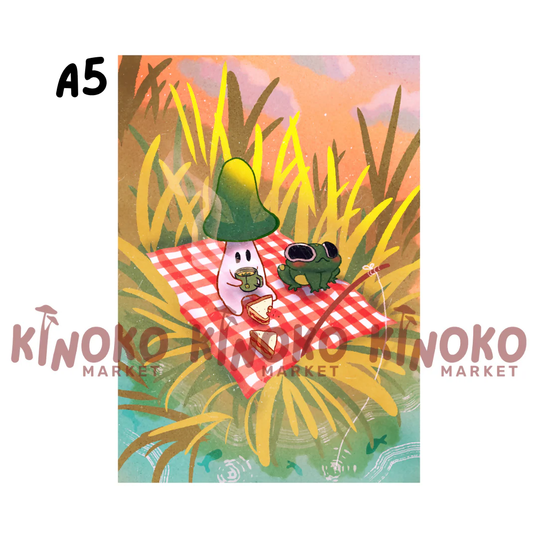 Cosy Mushroom Picnic A5 Print - Image 2