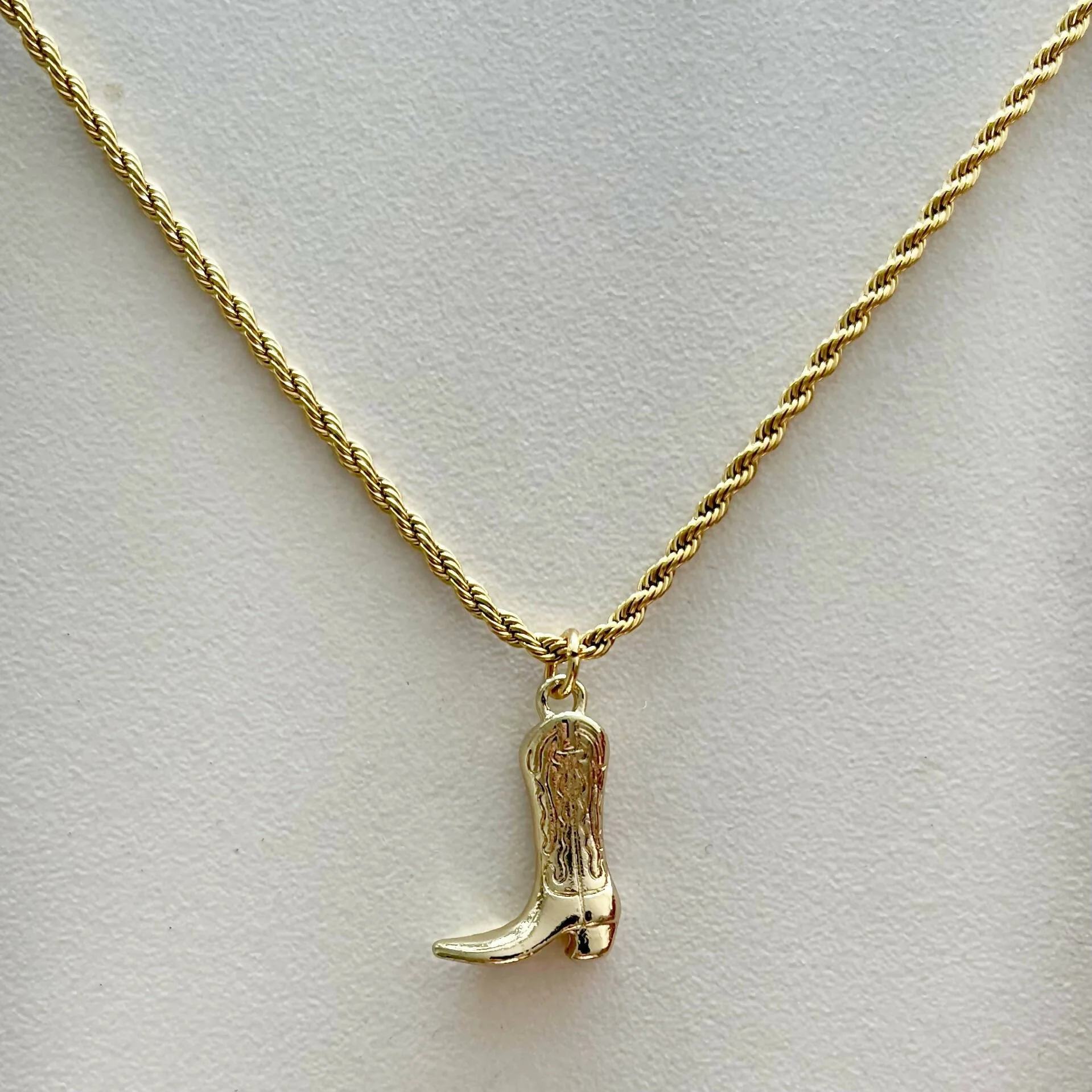 Cowboy Boot Gold Plated Necklace