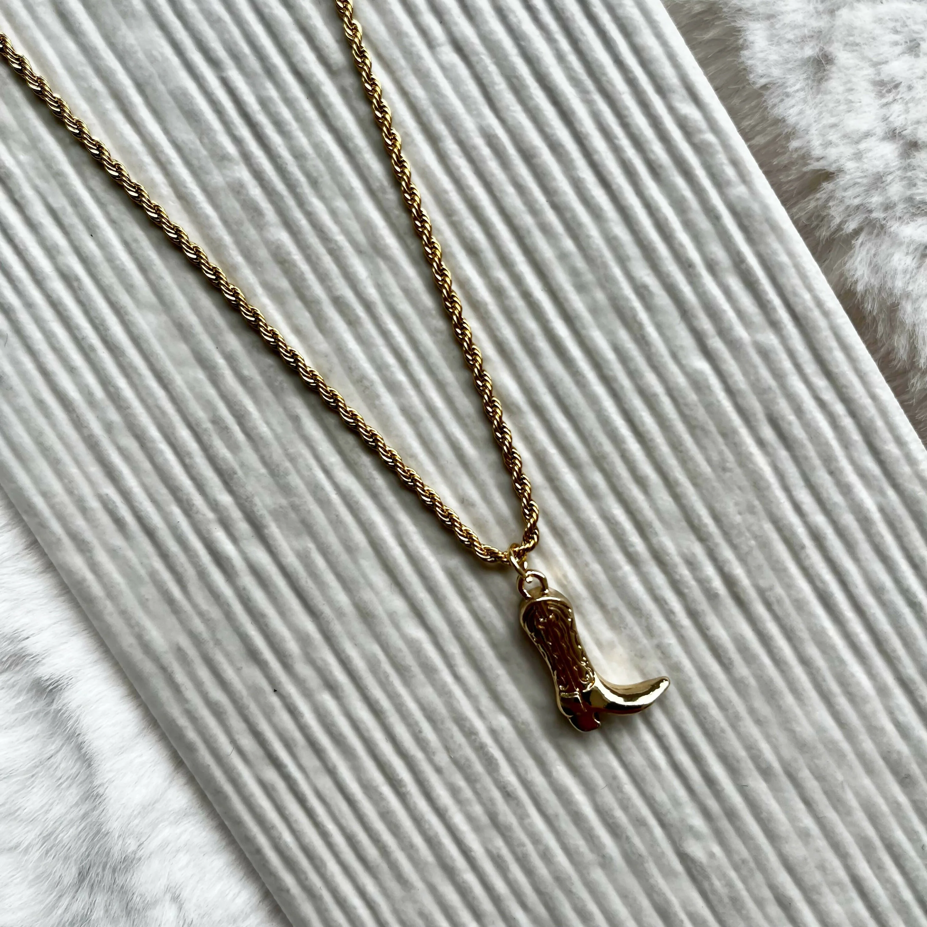 Cowboy Boot Gold Plated Necklace - Image 2
