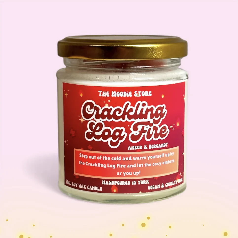 Crackling Log Fire - Amber & Bergamot Fragranced Vegan Soy Wax Candle - Image 3