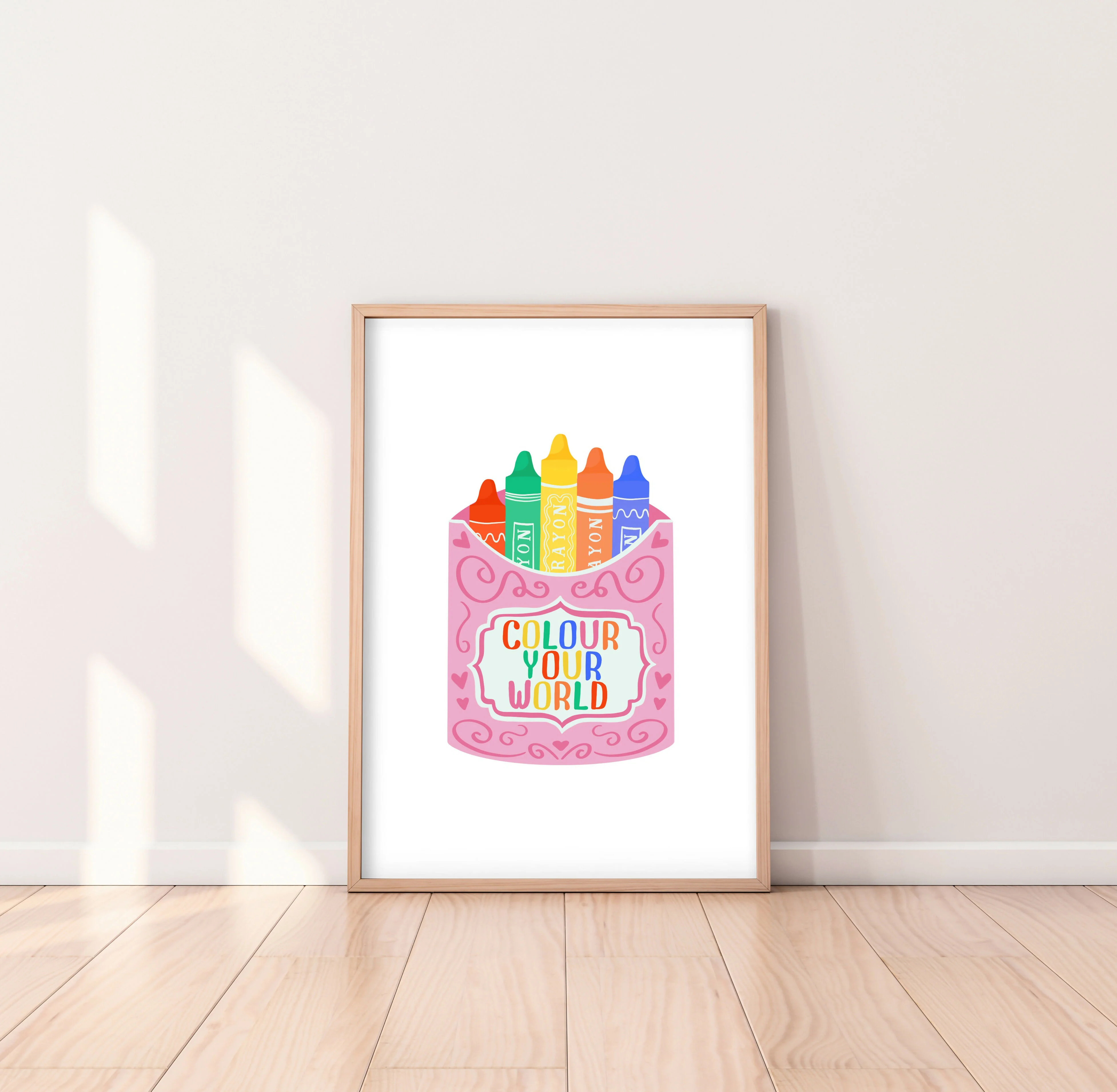 Crayon 'Colour Your World' A4 Art Print