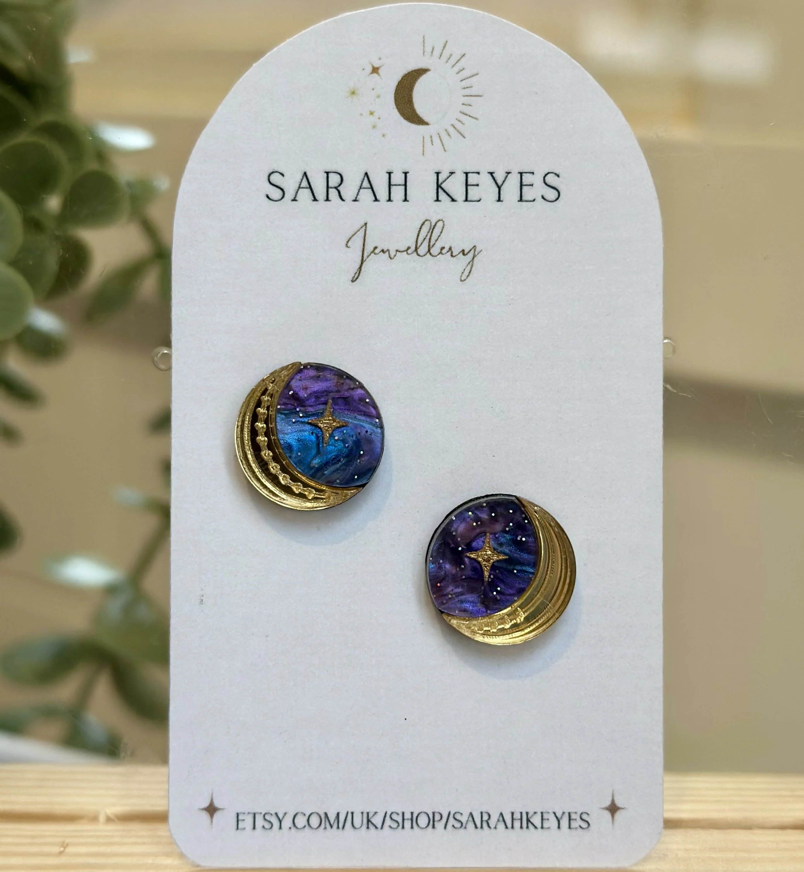 Crescent Moon and Star Disc Studs - Image 3