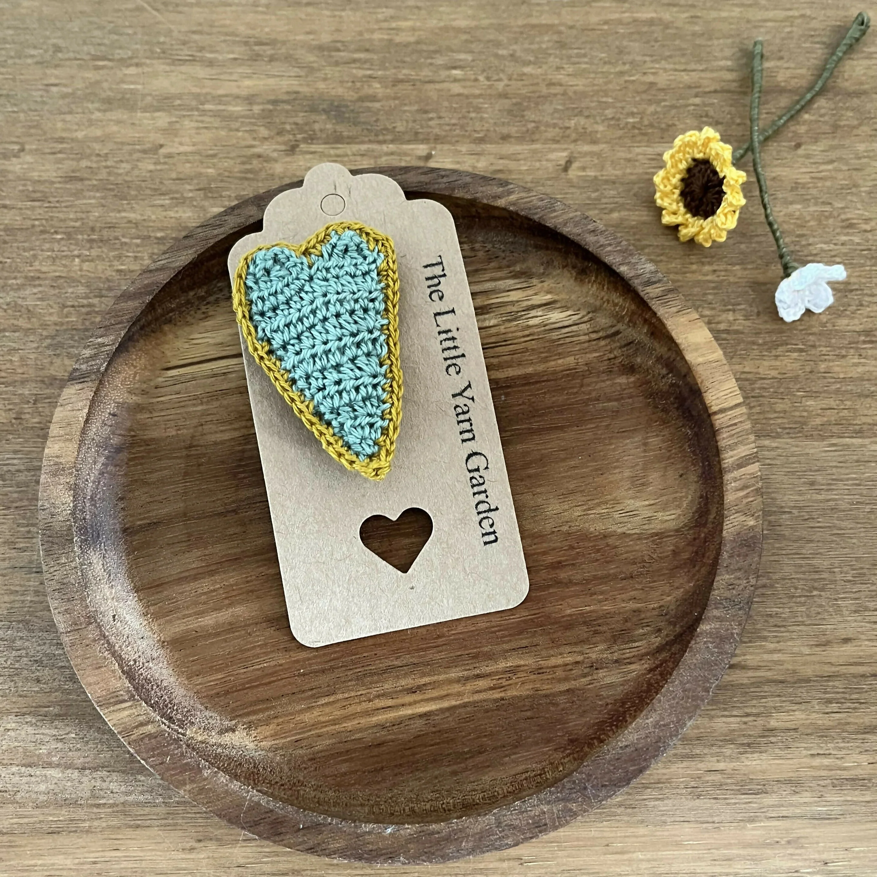 Crochet Heart Brooch Pin