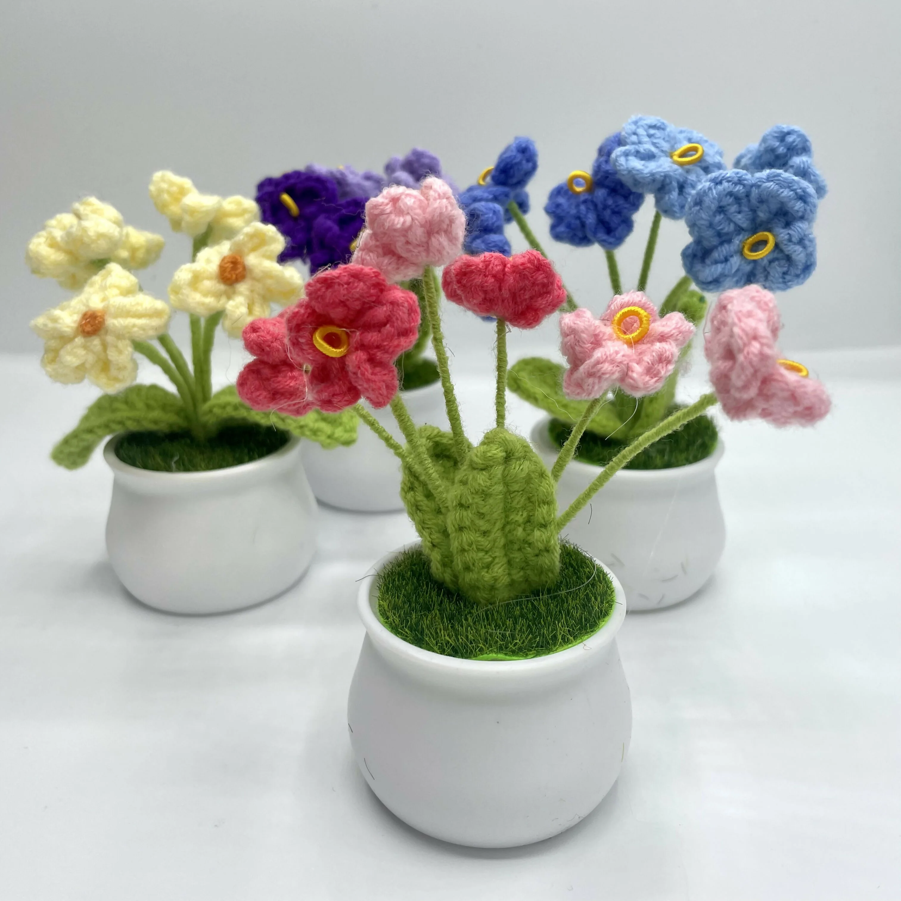 Mini Crochet Potted Flowers – Handmade Bloom Display