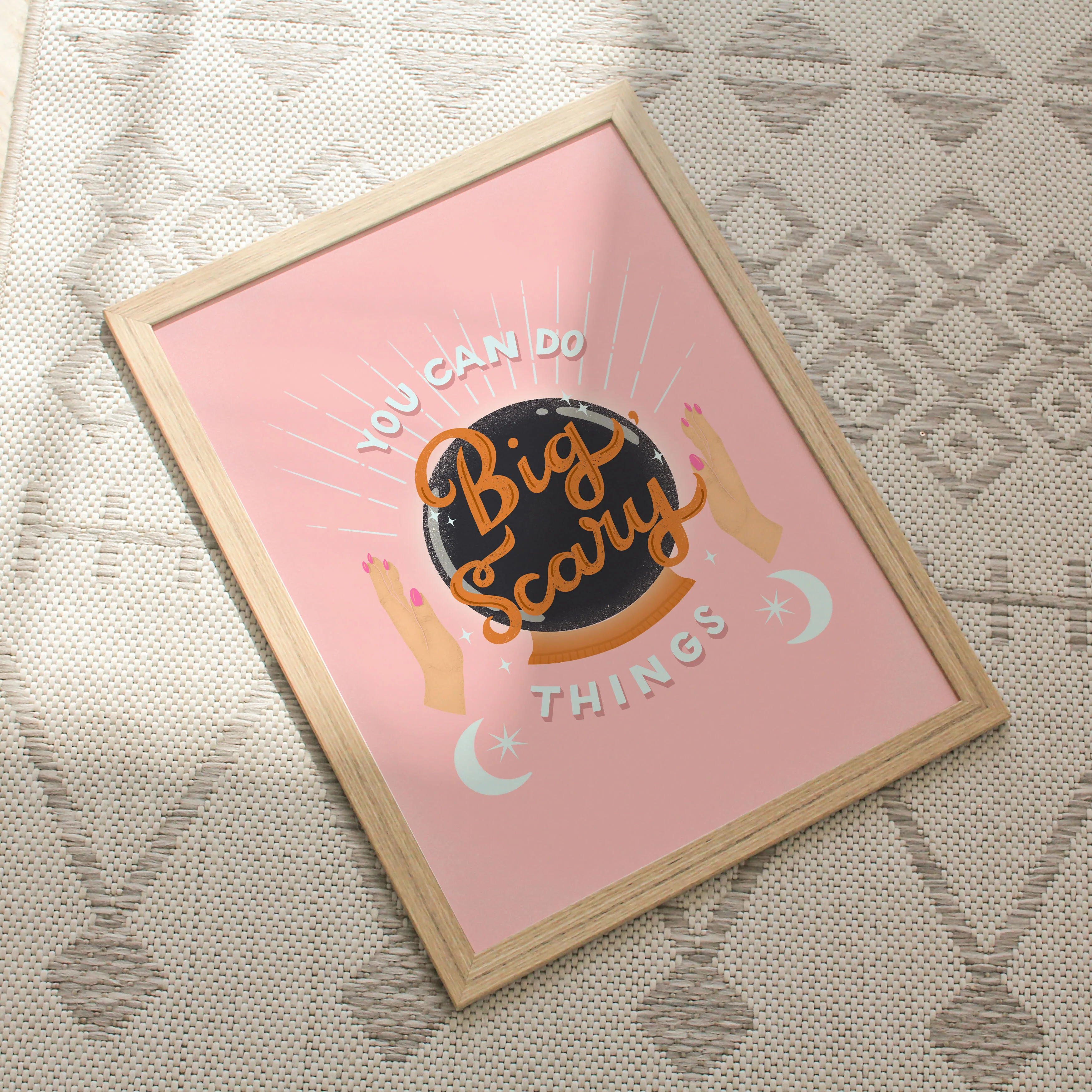 Crystal Ball Art Print: Positive Affirmation, Pink Wall Decor (A4) - Image 3