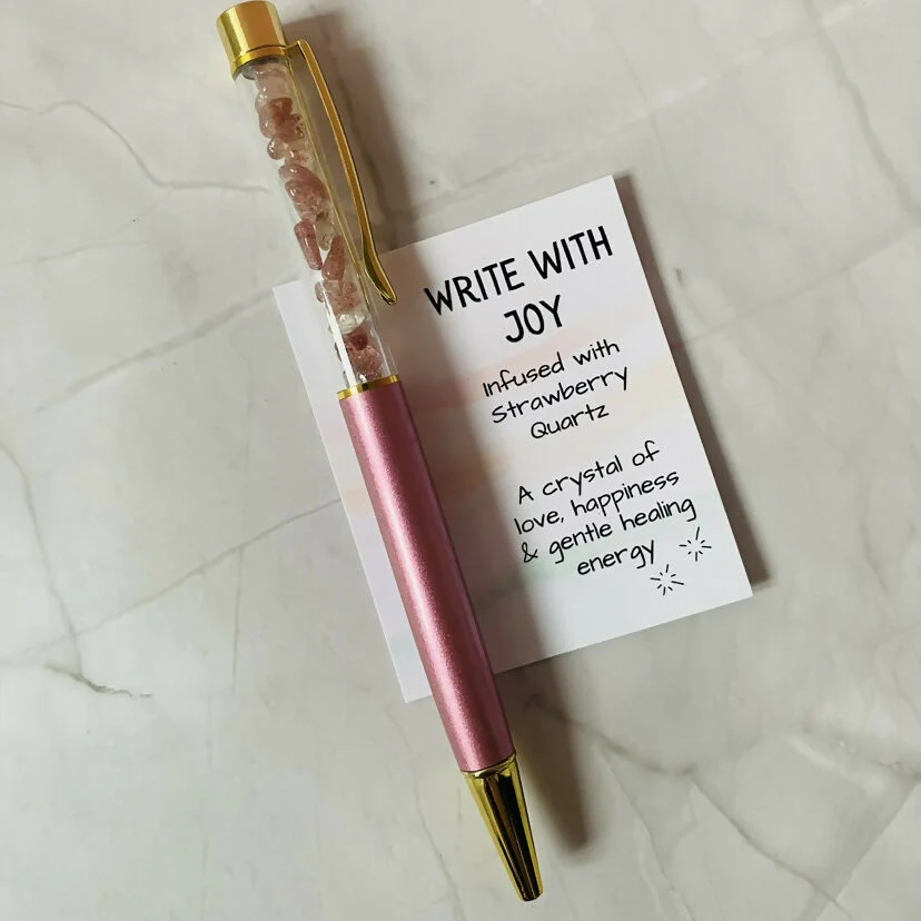 Crystal Infused Pen - Joy (Strawberry Quartz) - Image 3