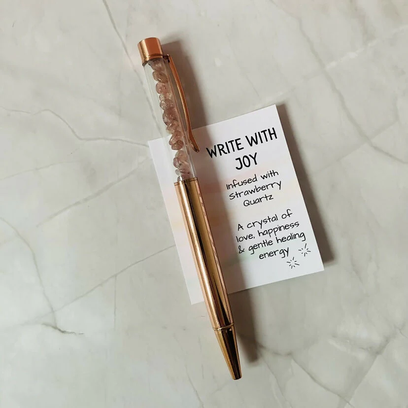 Crystal Infused Pen - Joy (Strawberry Quartz) - Image 4