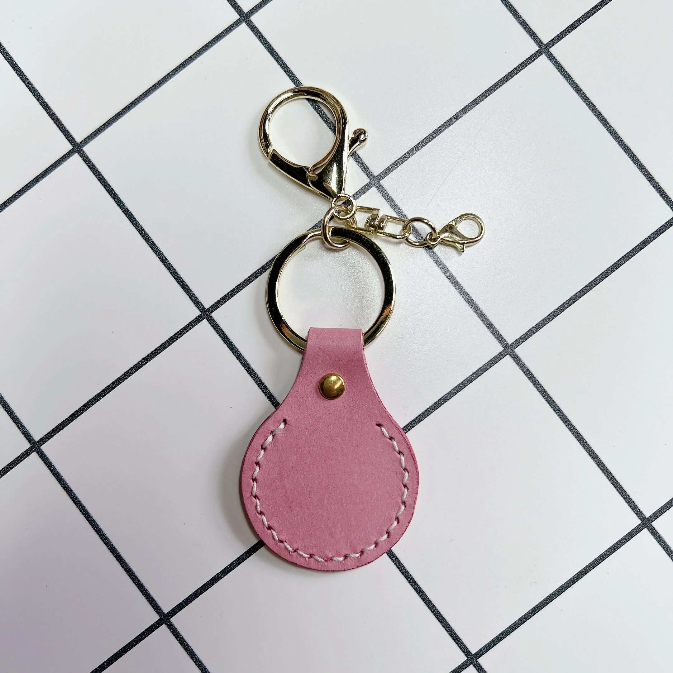 Curved Leather Keyring - Blank - Image 2