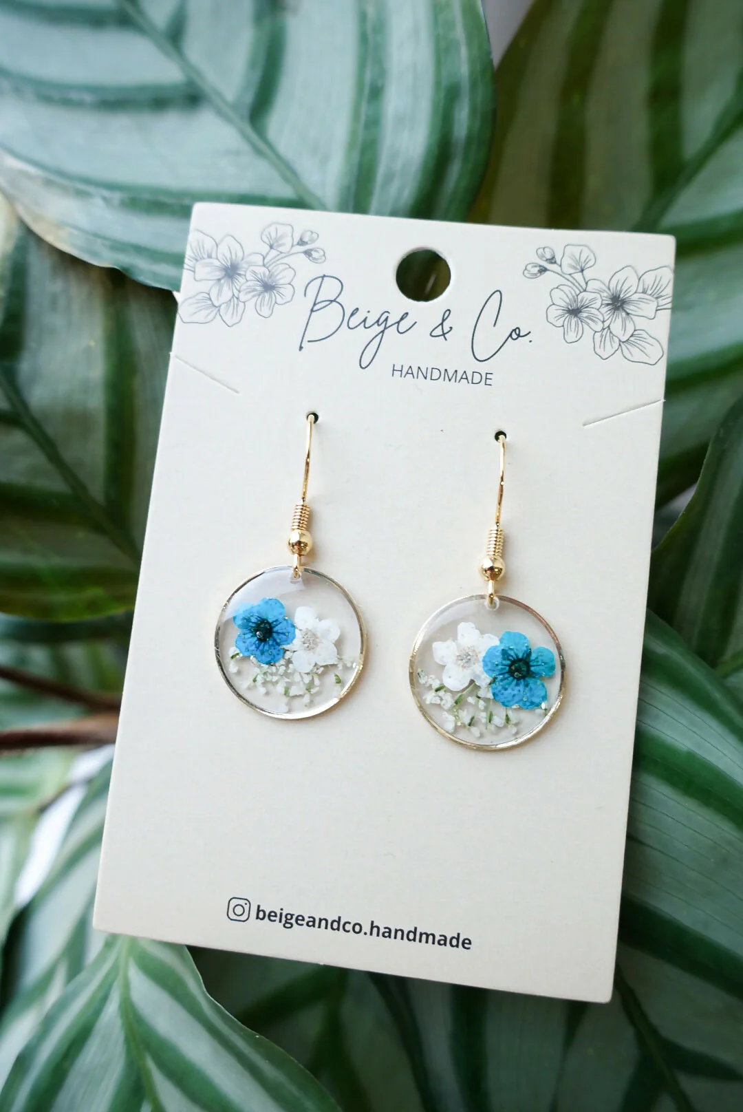 Real Flower Earrings In Blue - Image 2