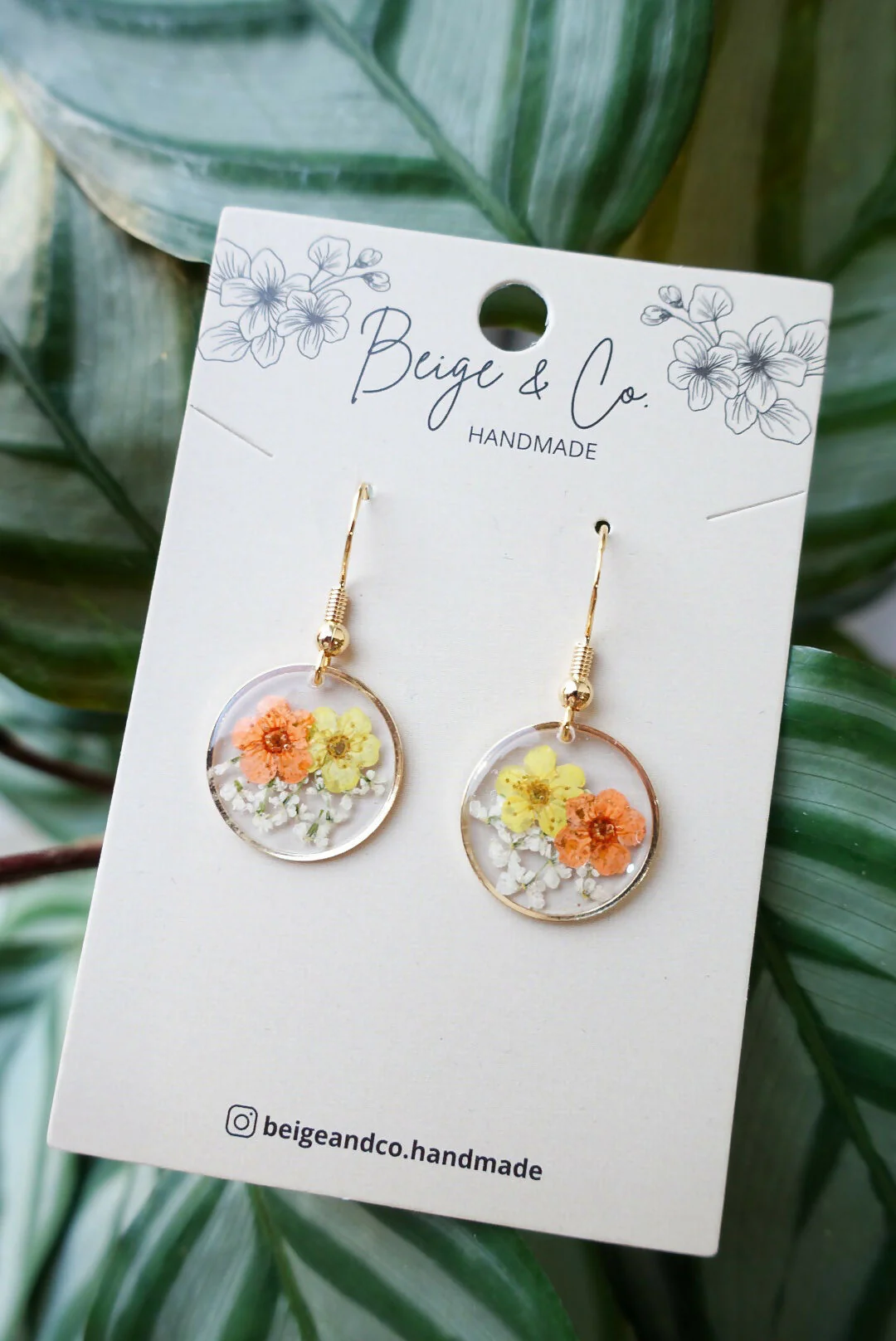 Real Flower Earrings In Orange - Image 2