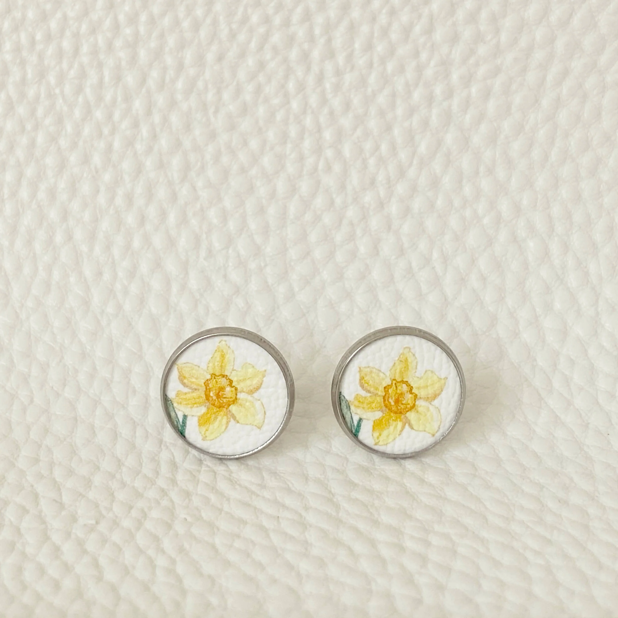 Daffodil Faux Leather Studs - Image 2