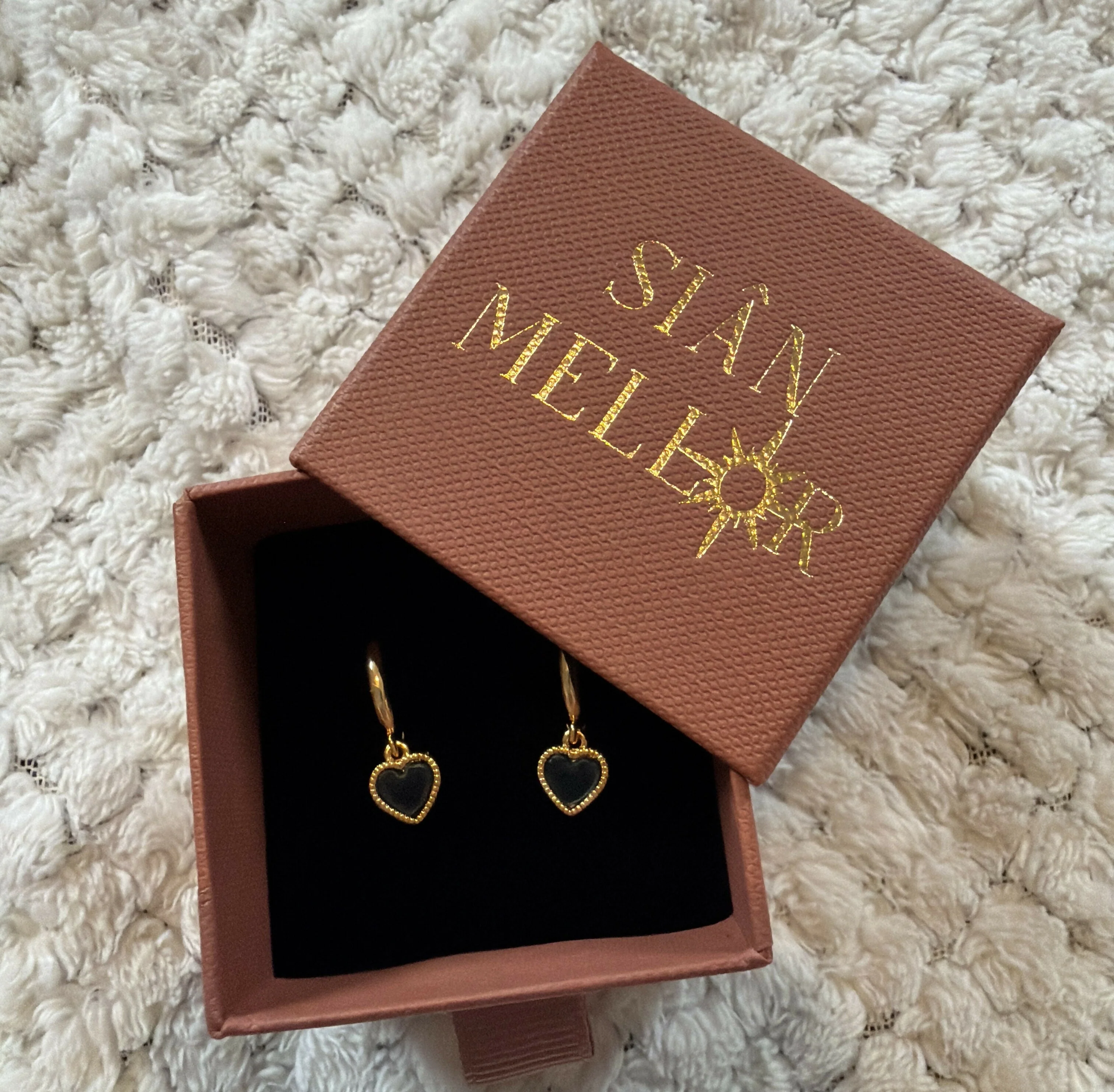 Dainty Black Heart Huggie Hoops