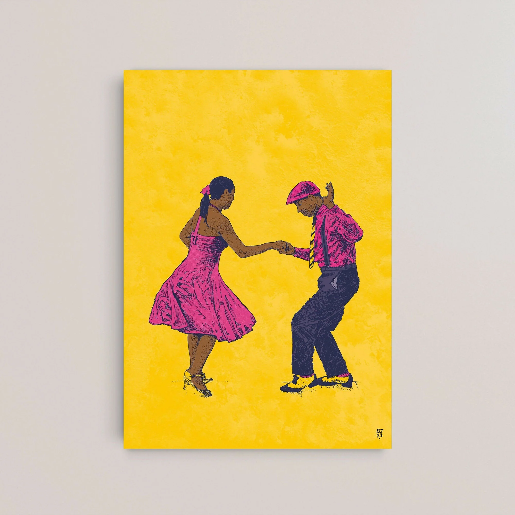 Dancers Art Print – Retro Dance Illustration - Image 3