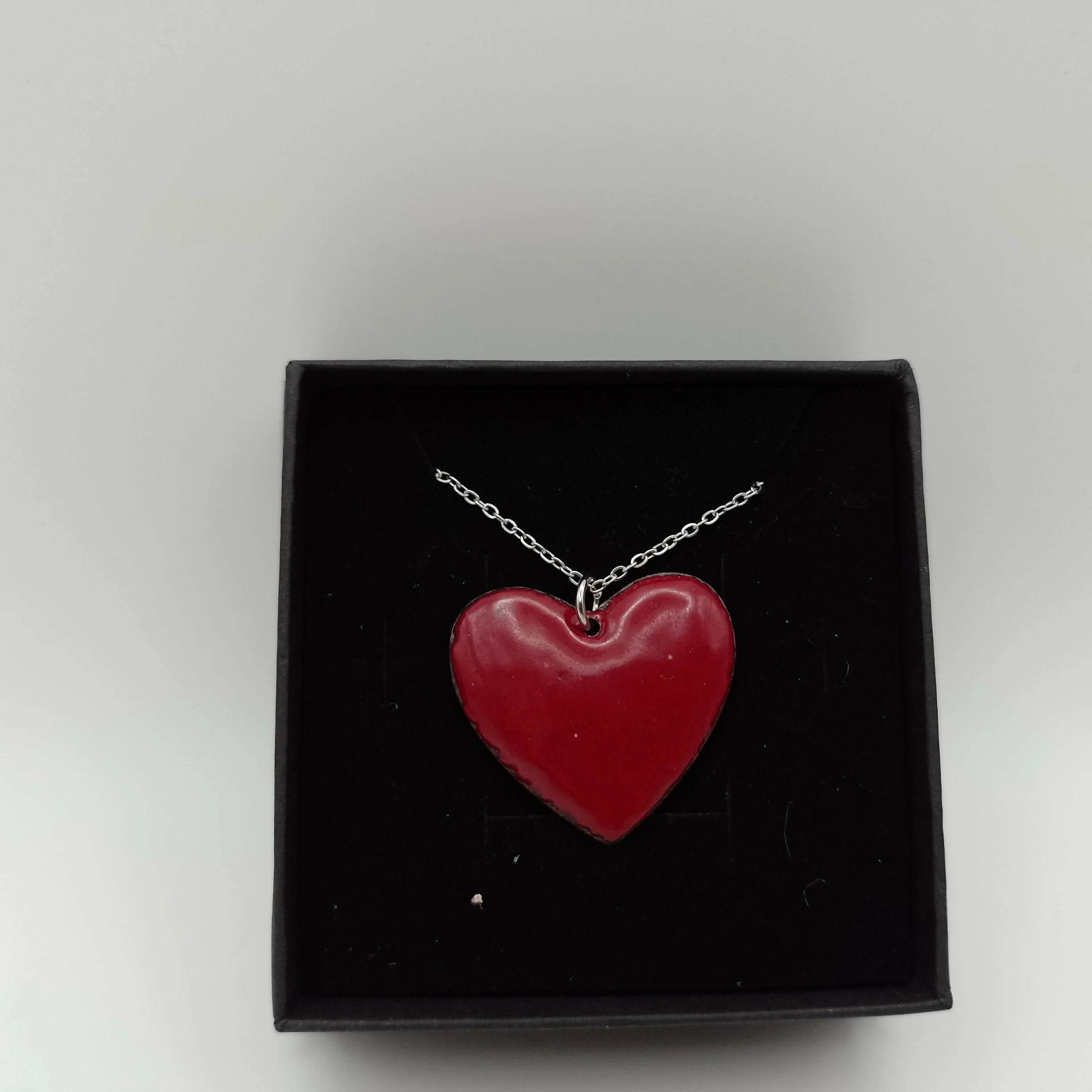 Dark Red Enamel Heart Pendant