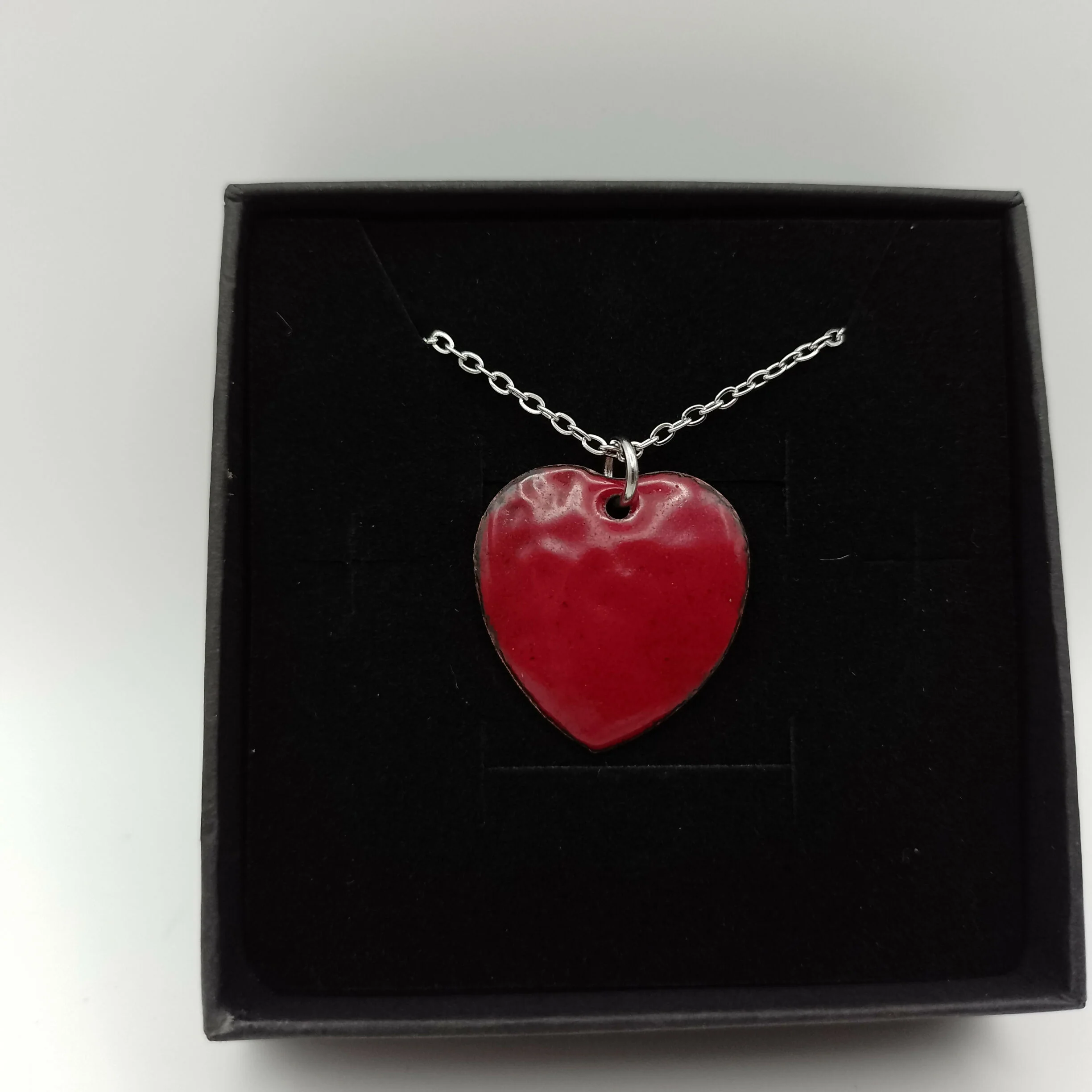 Dark Red Enamel Heart Pendant