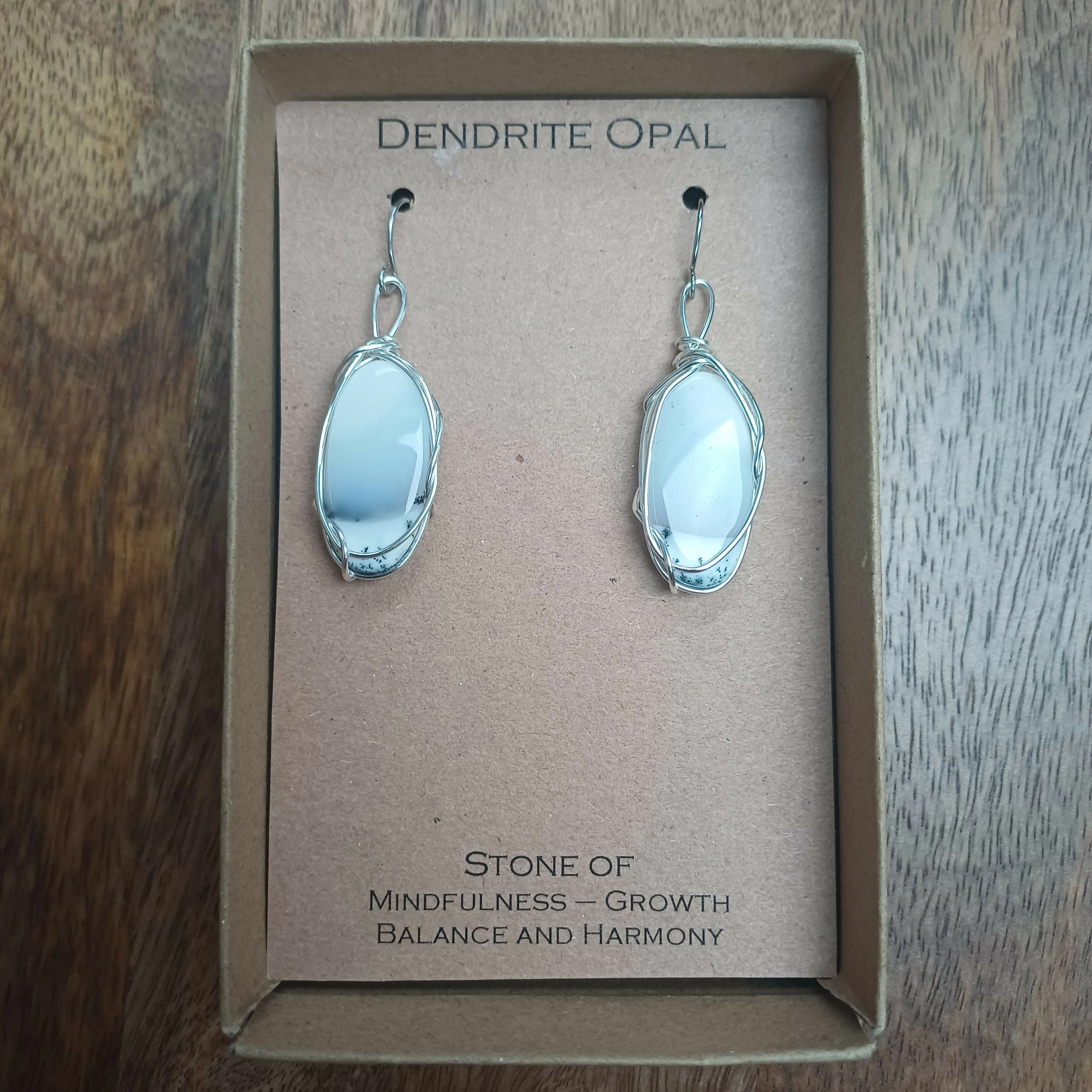 Dendrite Opal Wire Wrapped Earrings