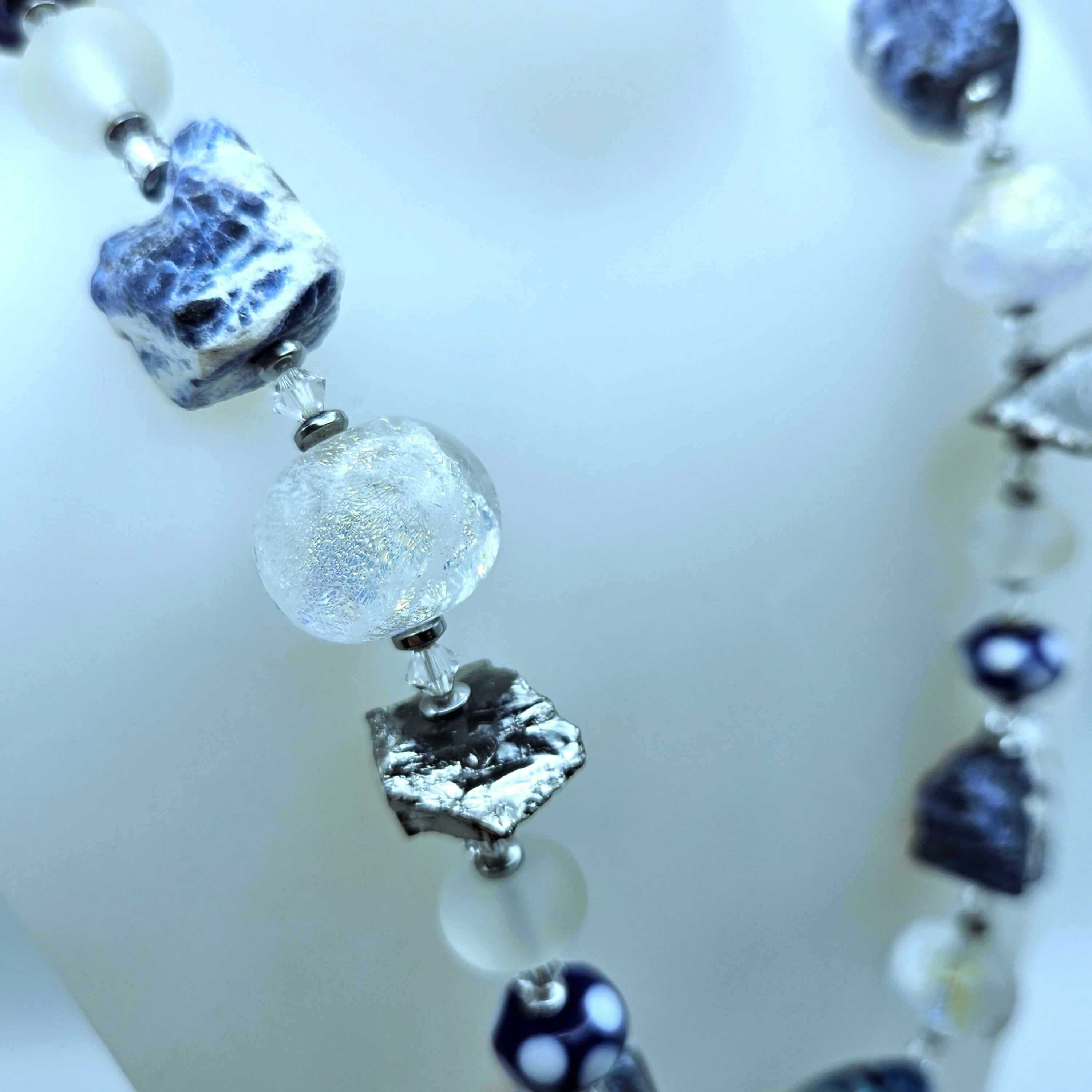 DENIM BLUE GLASS BEAD NECKLACE - Image 2