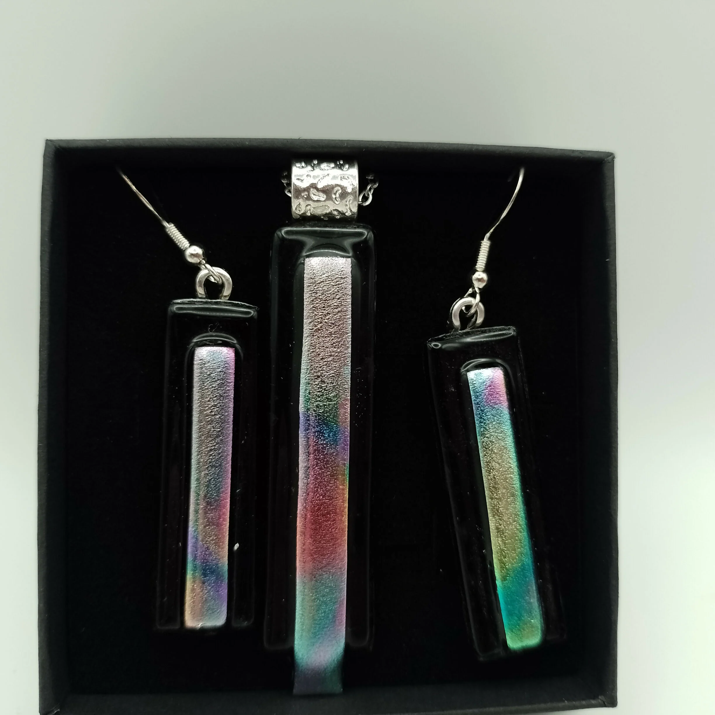 Dichroic Glass Earring and Pendant Set - Image 2