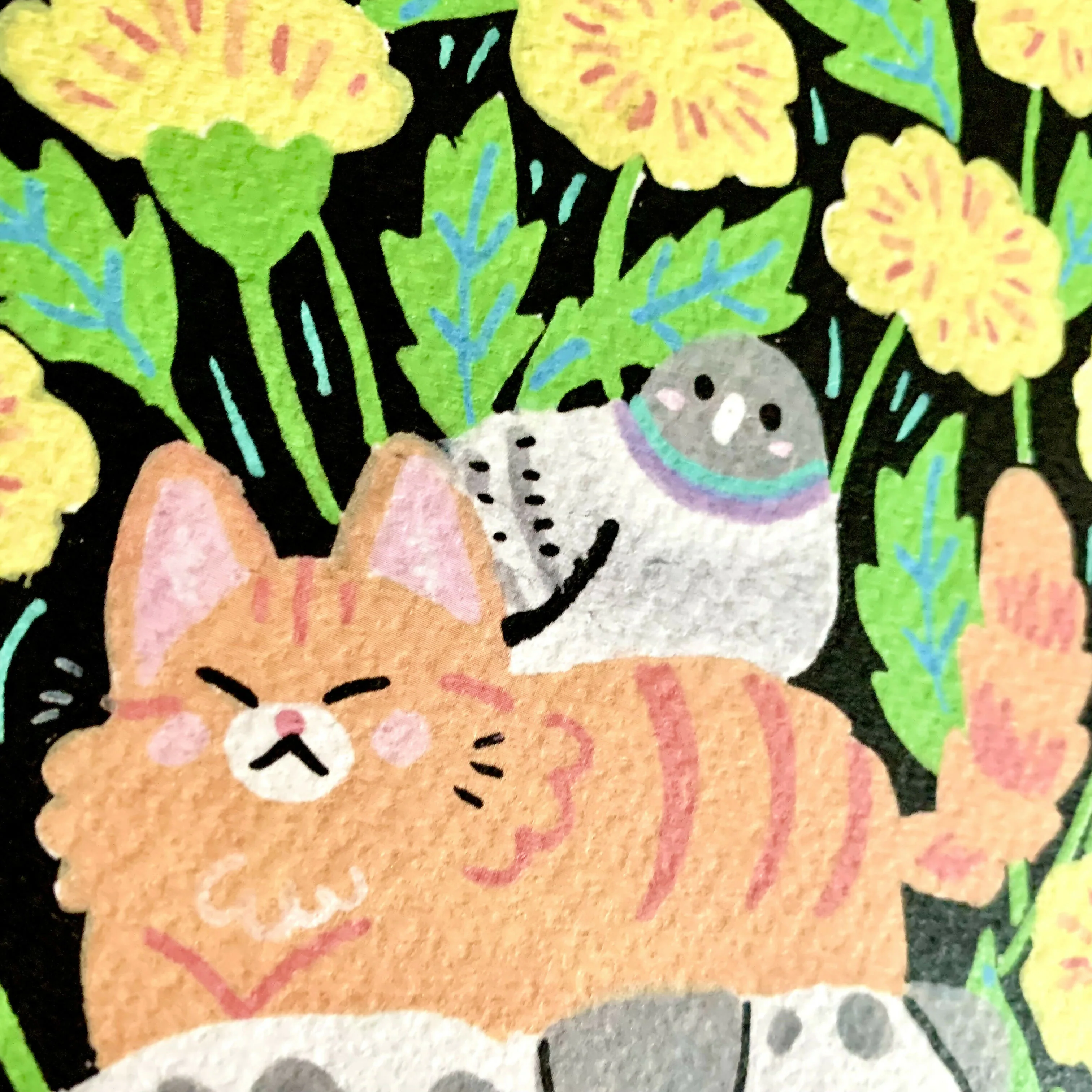 Dog, Cat and Pigeon A5 Art Print - Image 2