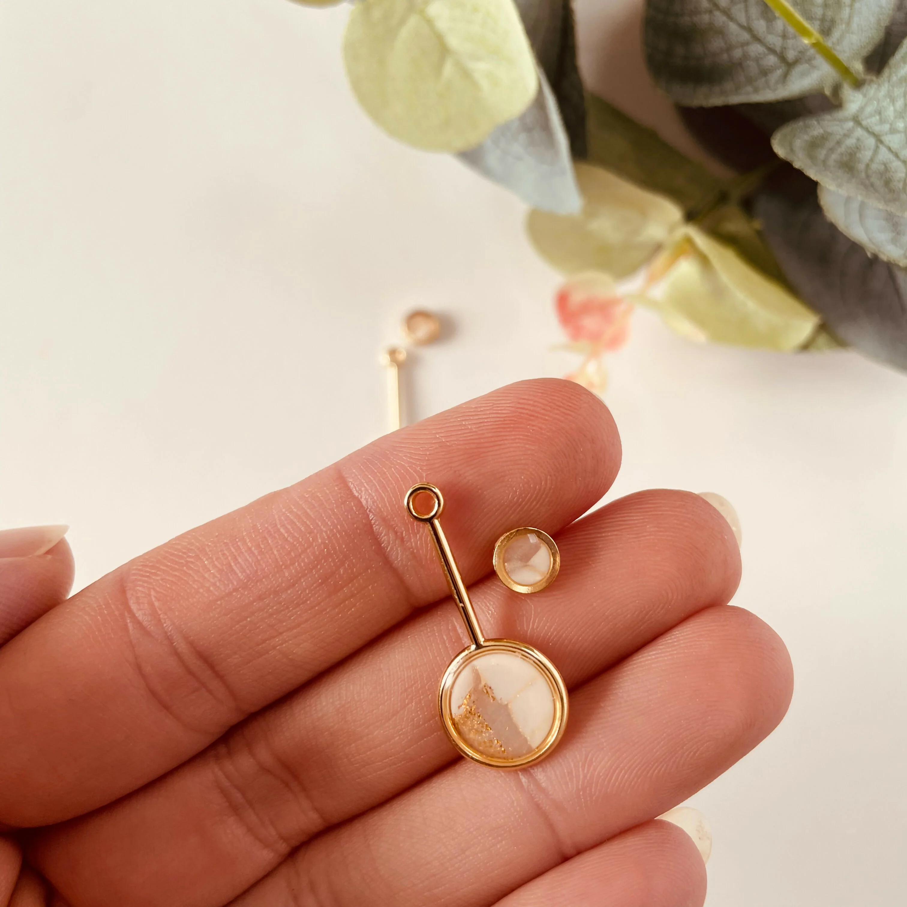 Double Circle 2 in 1 Drop Earrings - Image 5