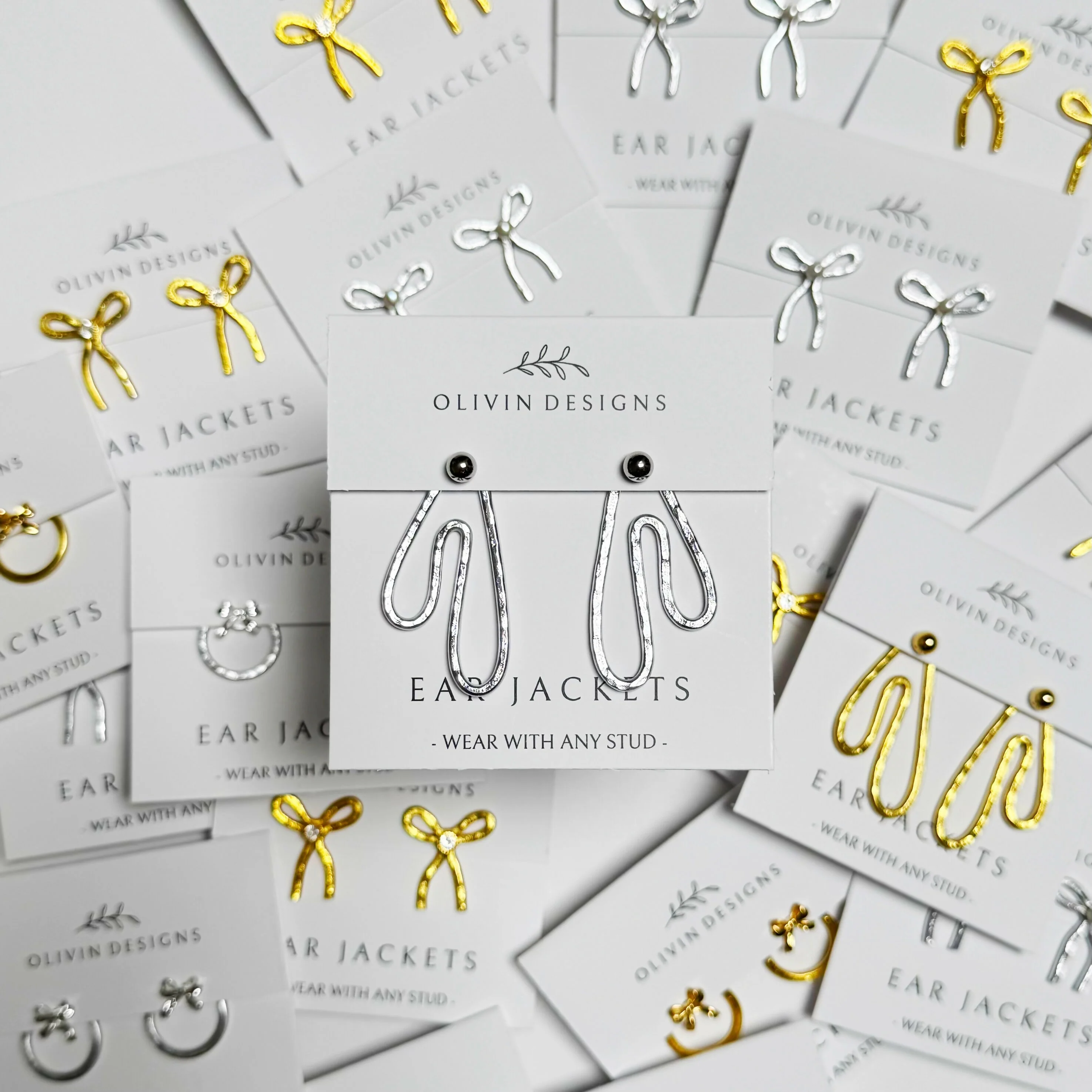 Drip Earring Jackets: Matched with Sterling Silver or 18K Gold Plated Studs - Image 2