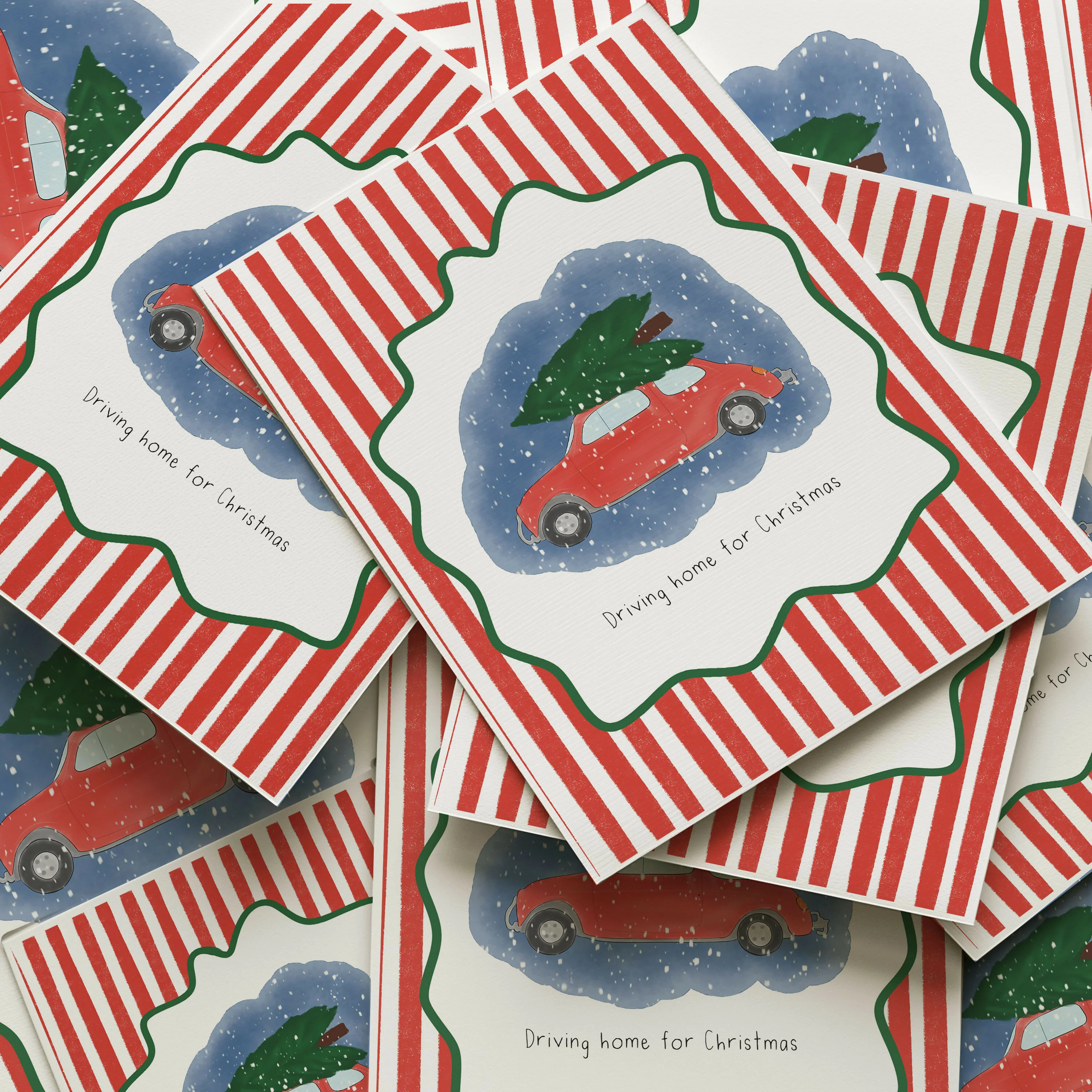 DRIVING HOME FOR CHRISTMAS FESTIVE ARTWORK PRINT - Image 2