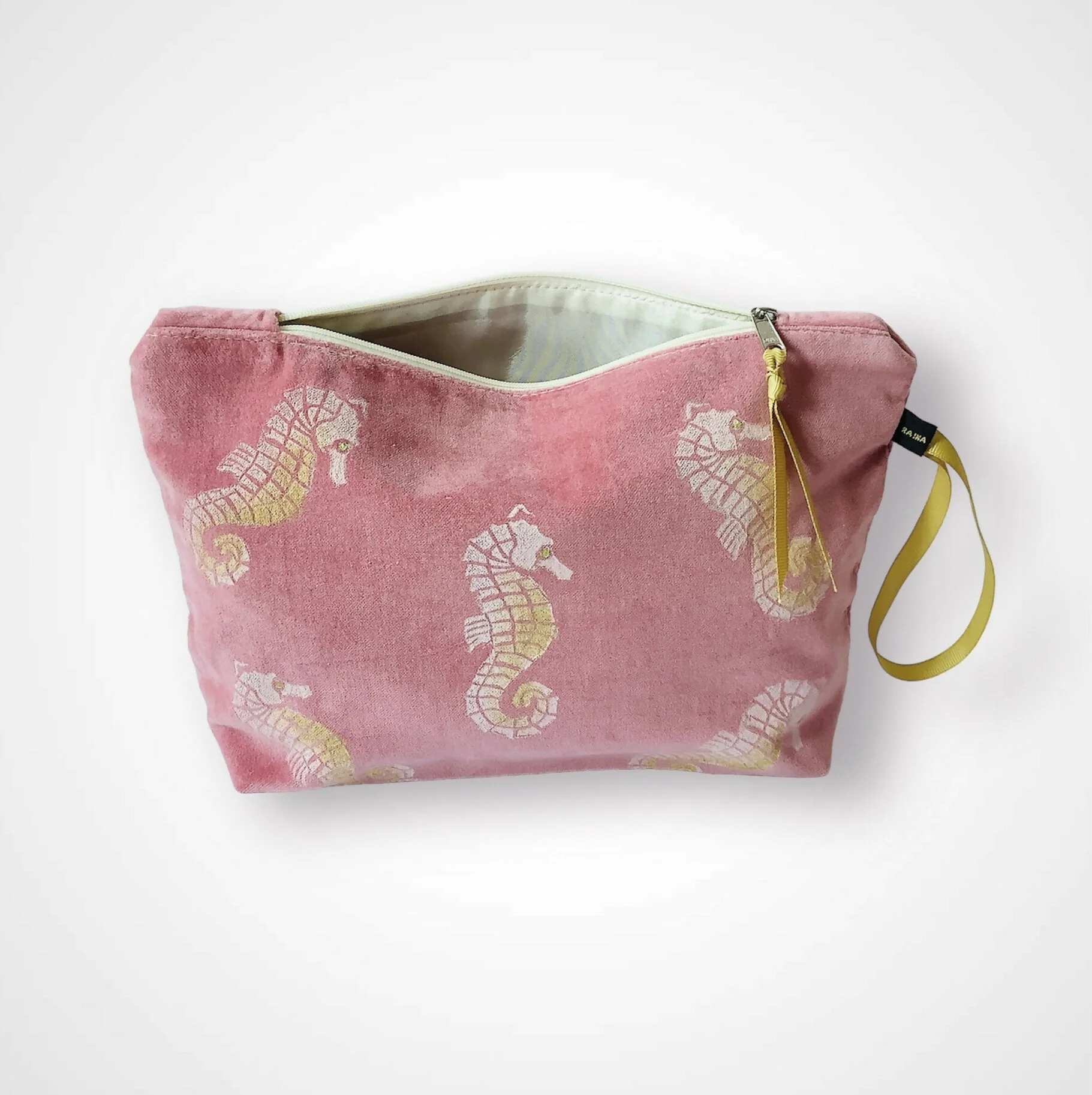 Dusty Pink Seahorses Makeup Bag - Image 4