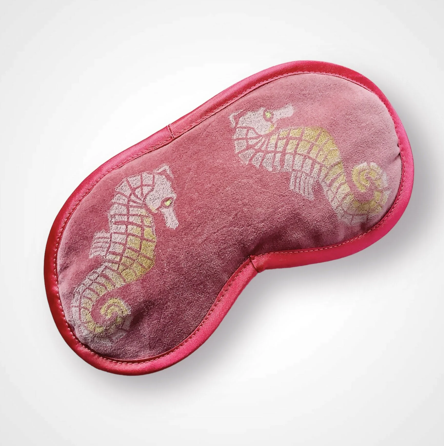 Dusty Pink Seahorses Velvet Lavender Eye Mask