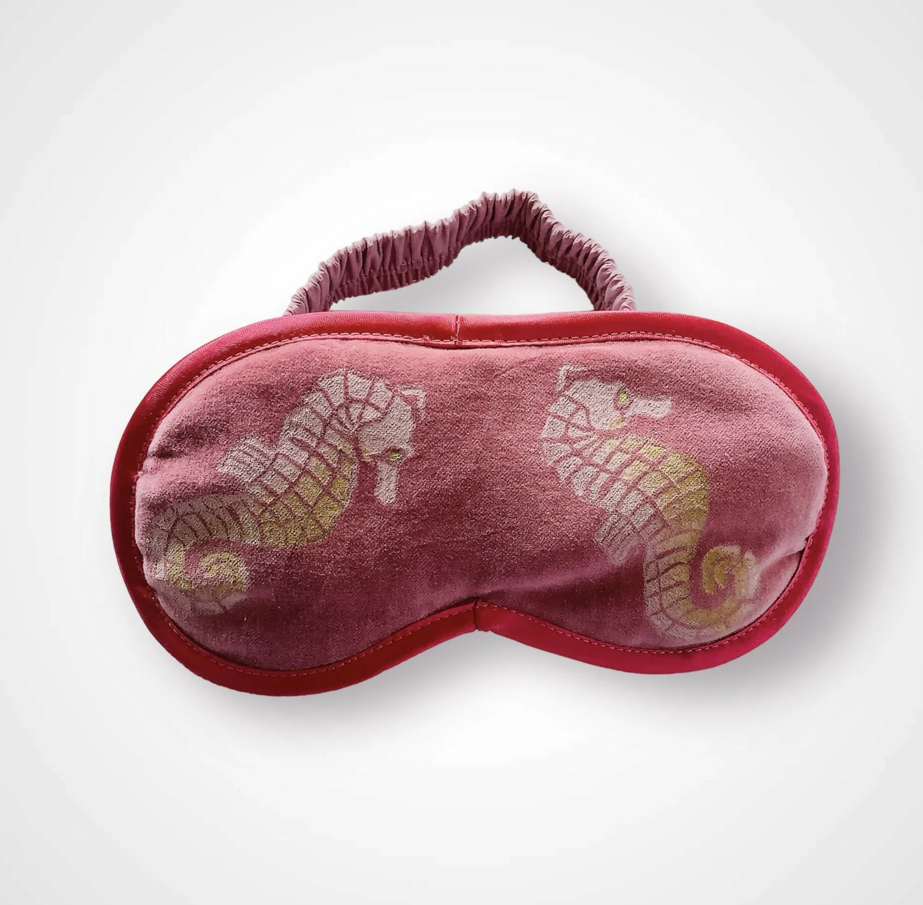 Dusty Pink Seahorses Velvet Lavender Eye Mask - Image 3