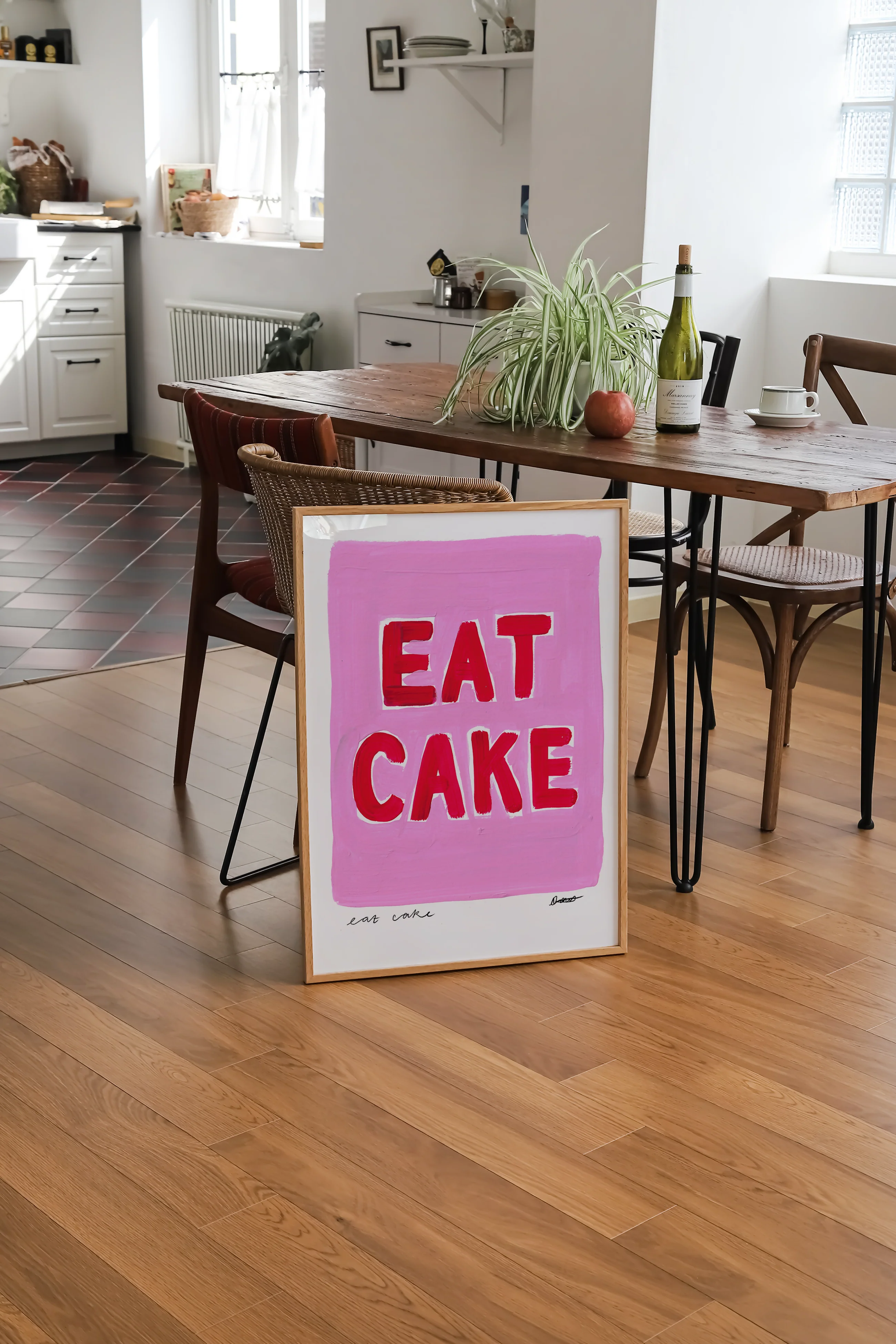 Eat Cake Pink Hand Painted Art Print - Image 4