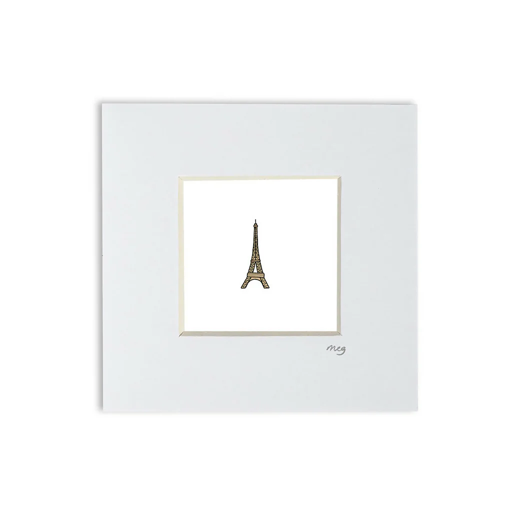 Eiffel Tower 4x4" Mounted Mini Print