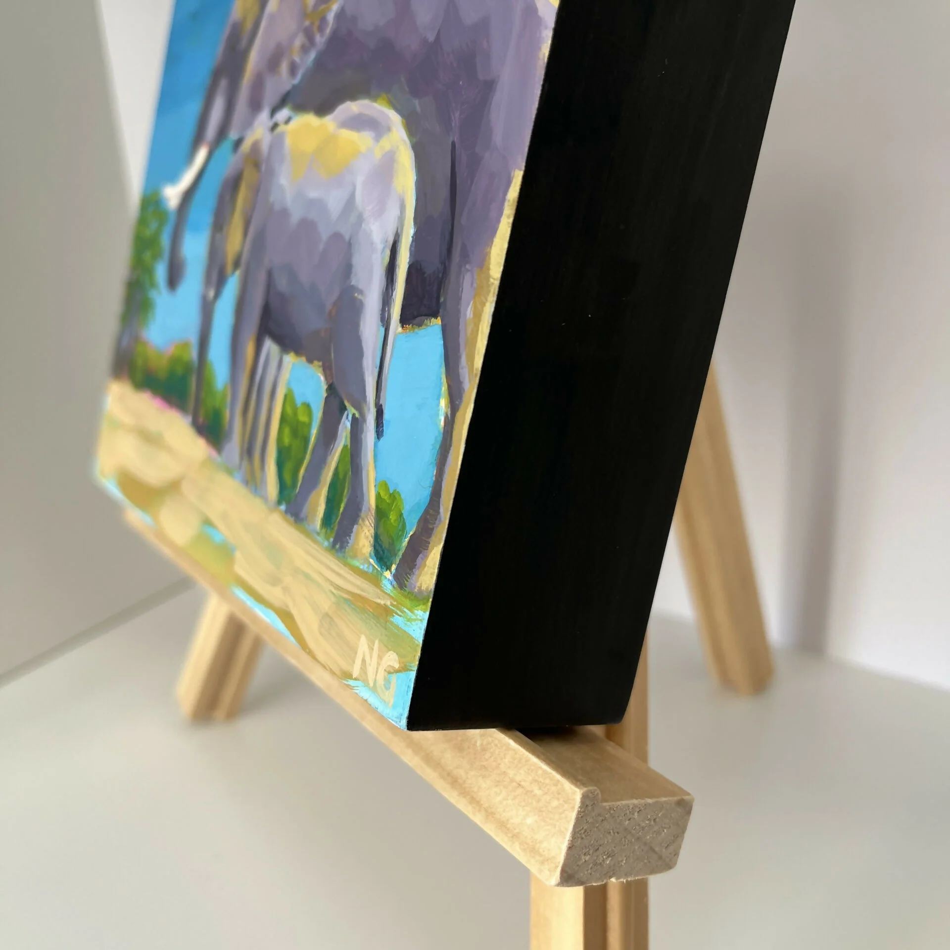 Elephant & Calf - Original Acrylic Painting - Image 2