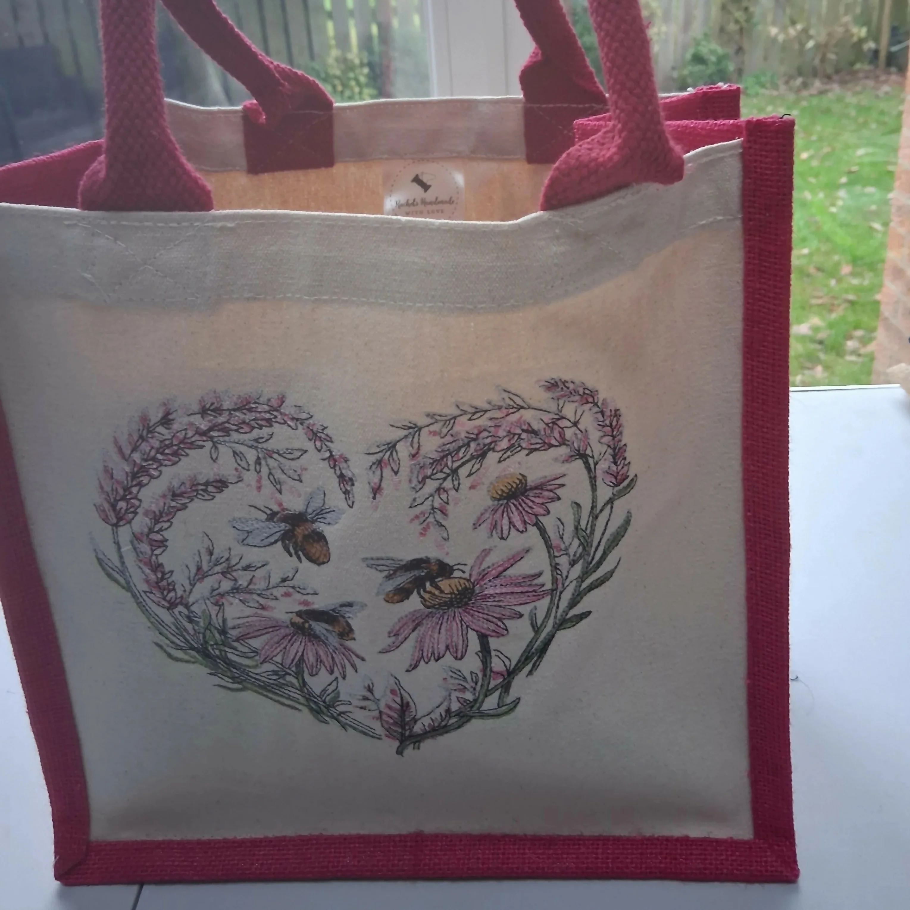 Embroidered Hessian Tote Shopper